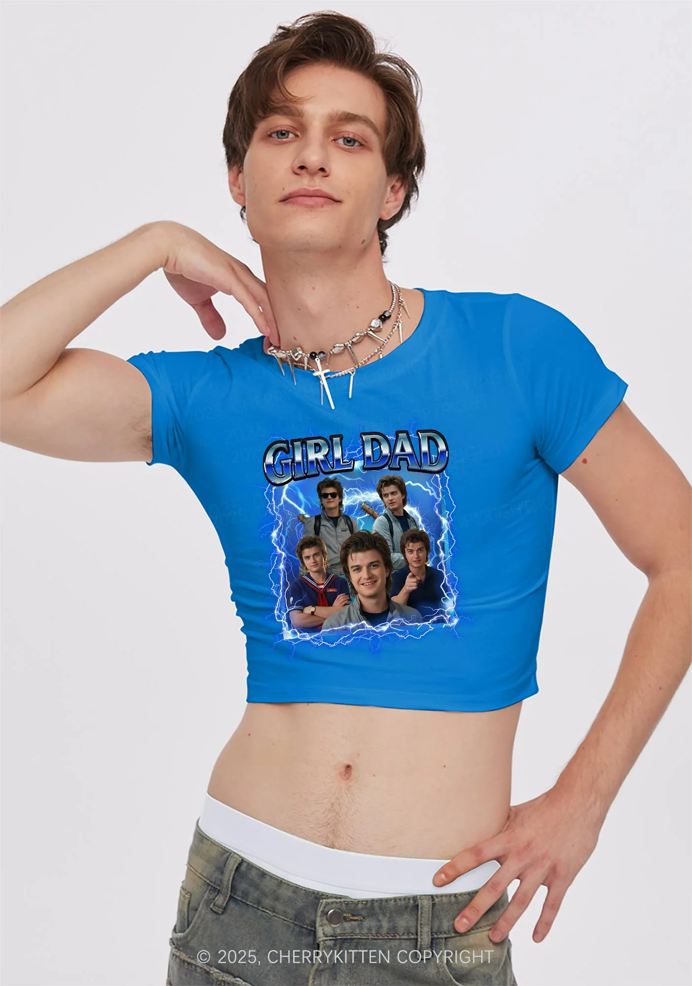 Girl Dad Y2K Baby Tee Cherrykitten - Image 2