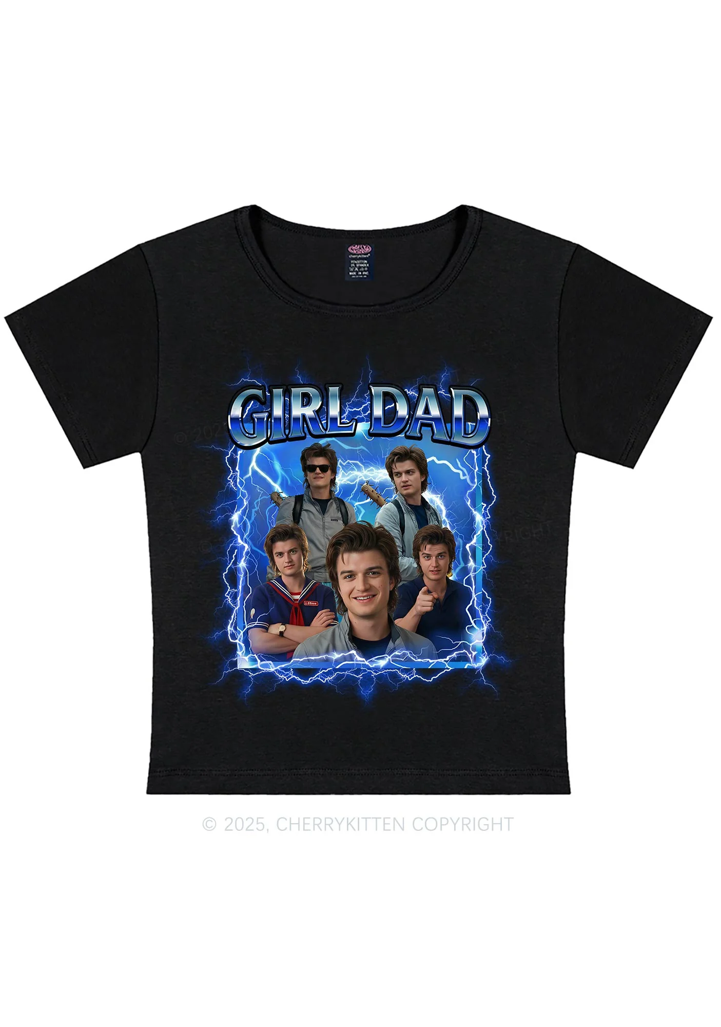 Girl Dad Y2K Baby Tee Cherrykitten - Image 3