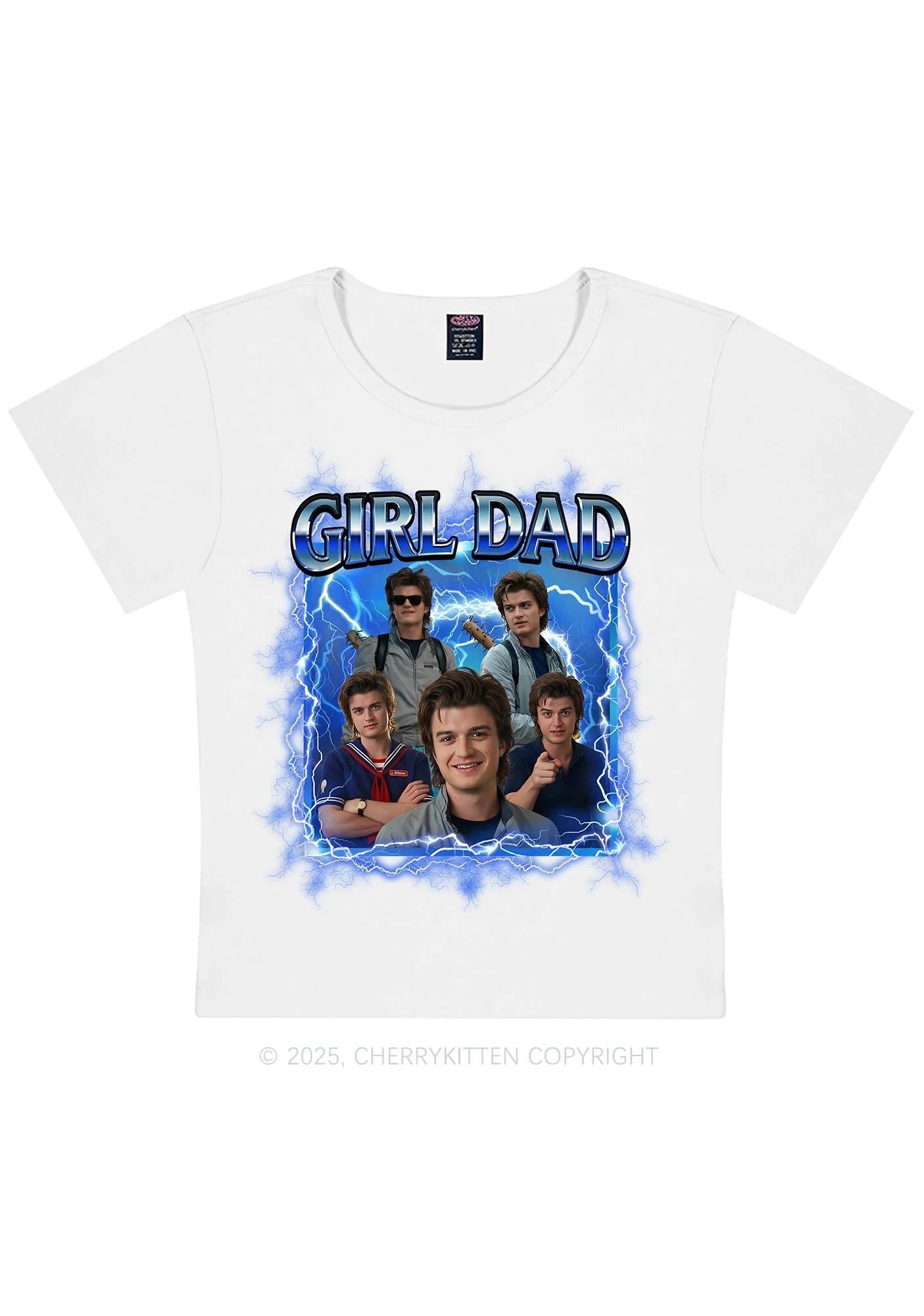 Girl Dad Y2K Baby Tee Cherrykitten - Image 4