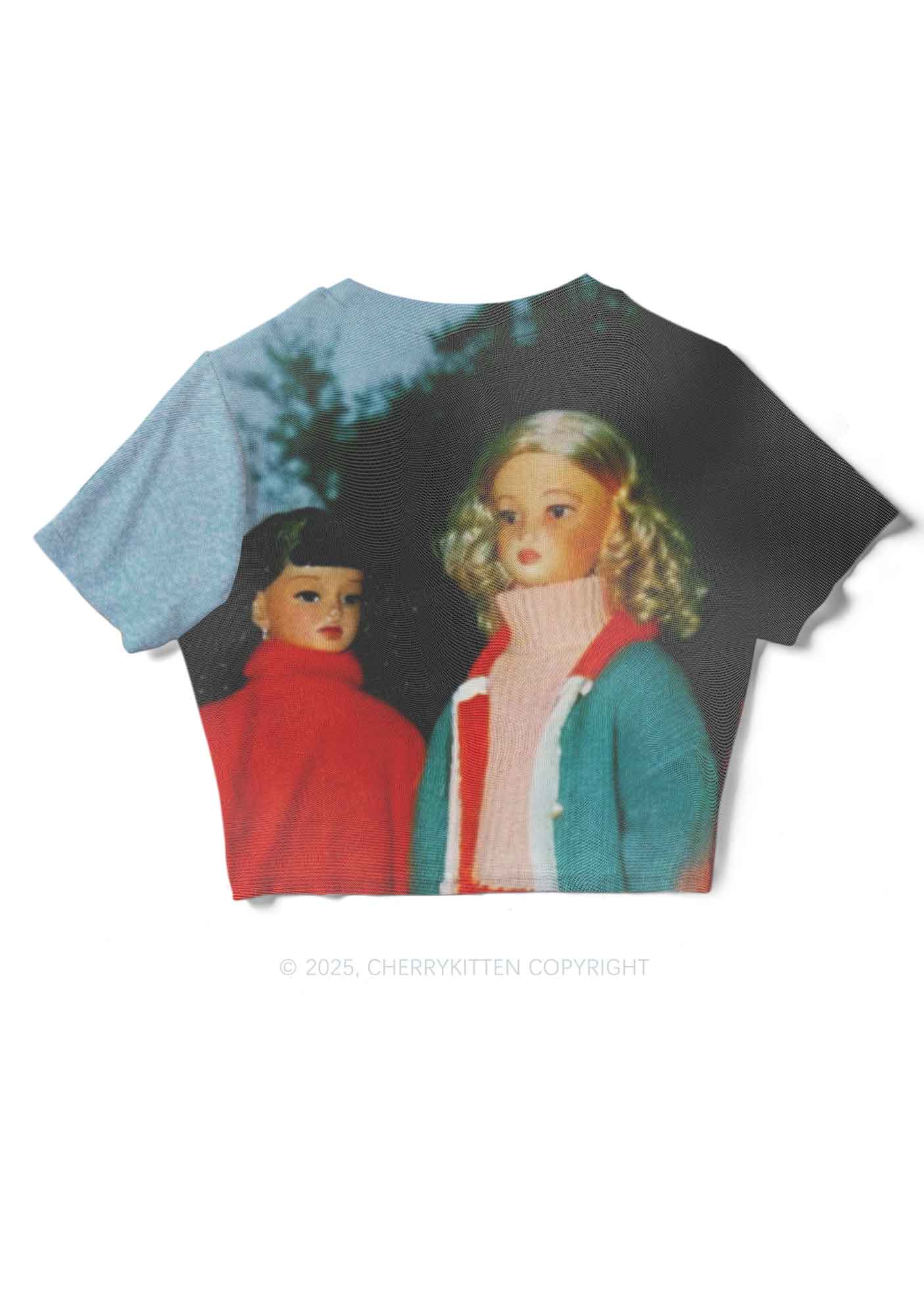 Girl Doll Y2K Mesh Crop Top Cherrykitten - Image 2