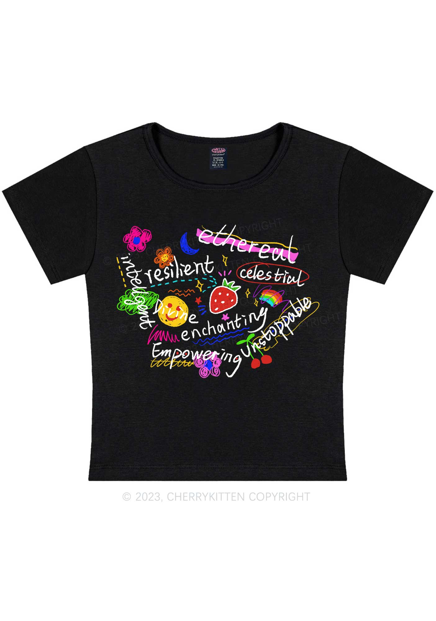 Girl Empowering Y2K Baby Tee Cherrykitten - Image 3