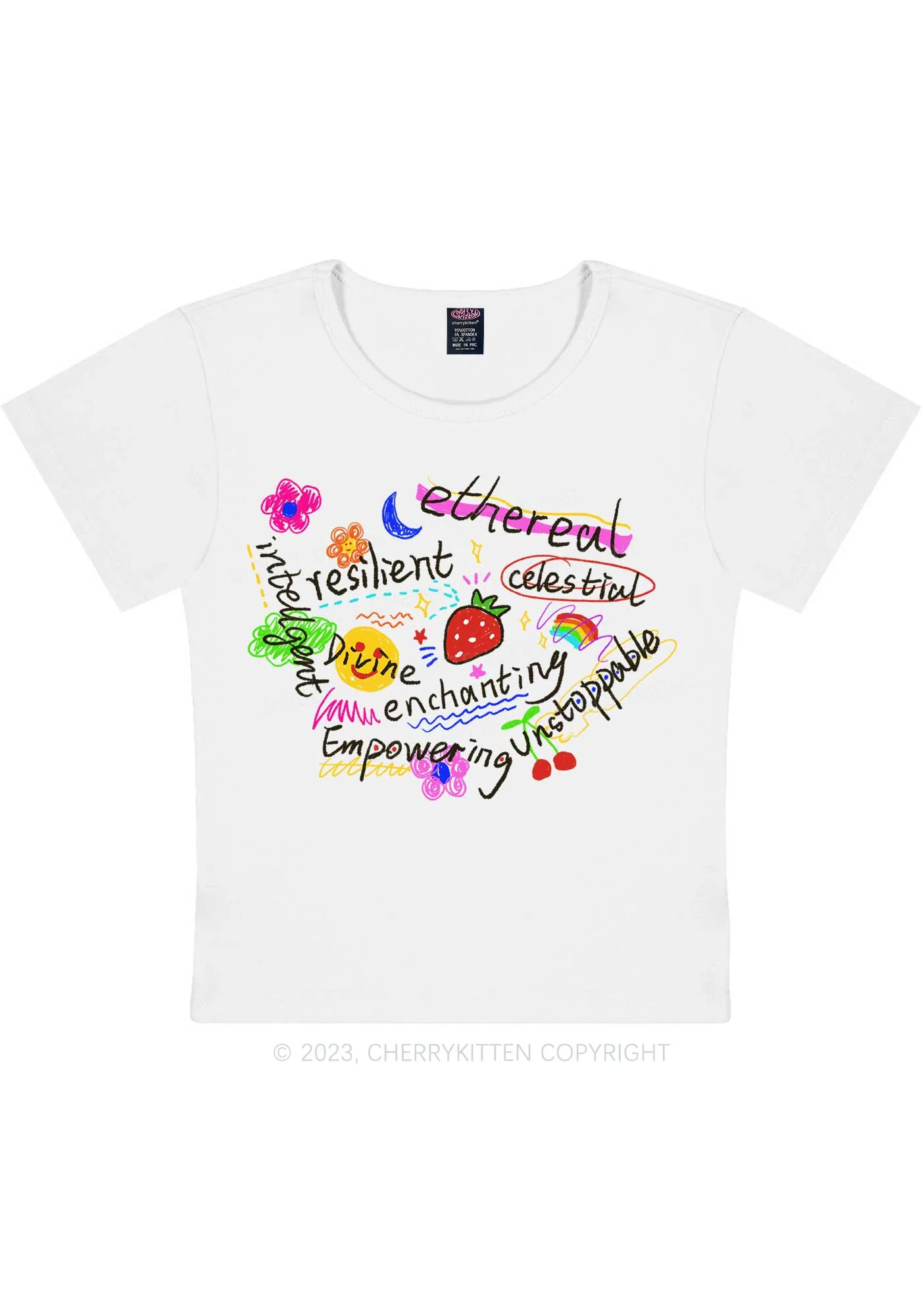 Girl Empowering Y2K Baby Tee Cherrykitten - Image 4