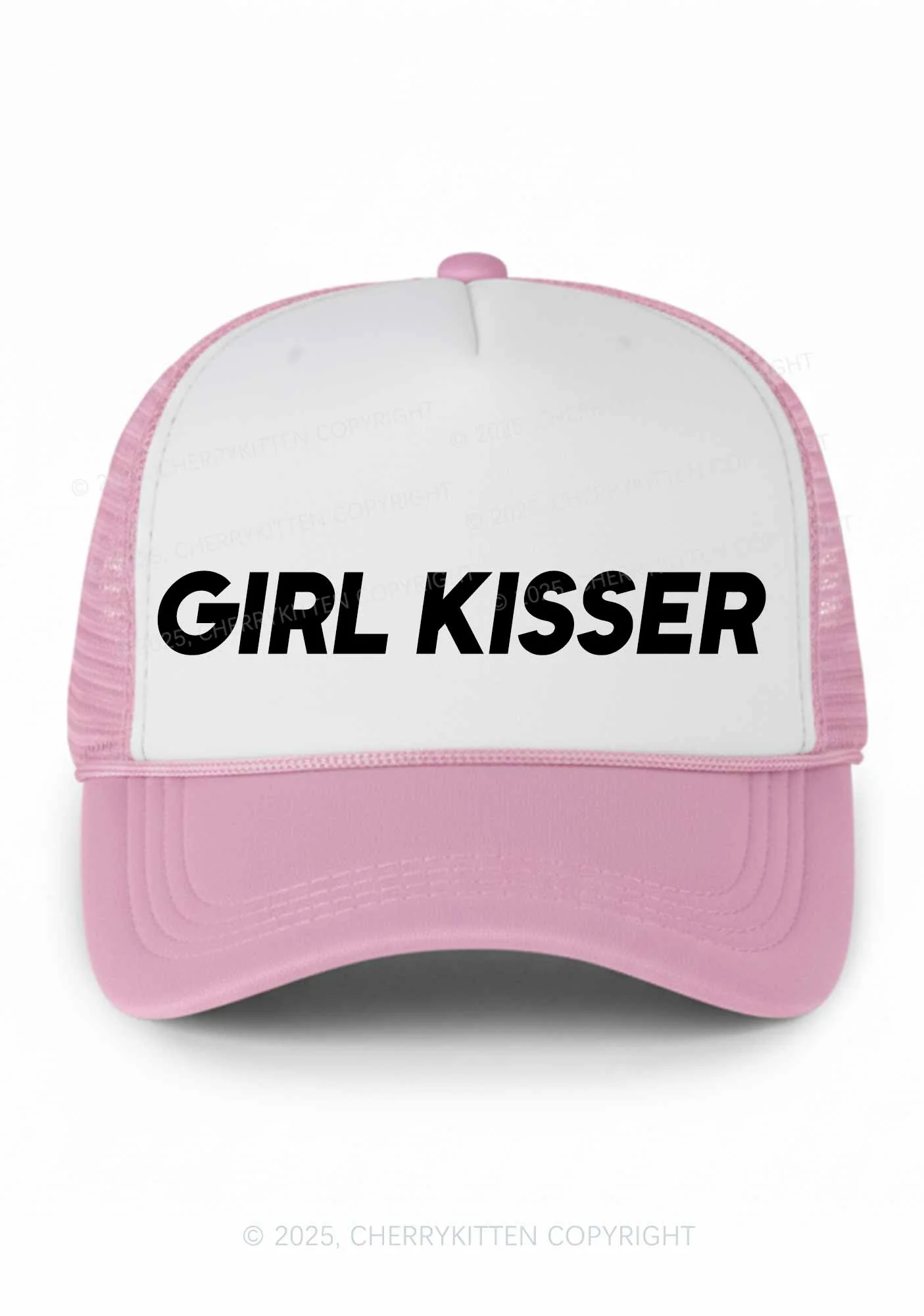 Girl Kisser Pride Y2K Colorblock Trucker Hat Cherrykitten - Image 5