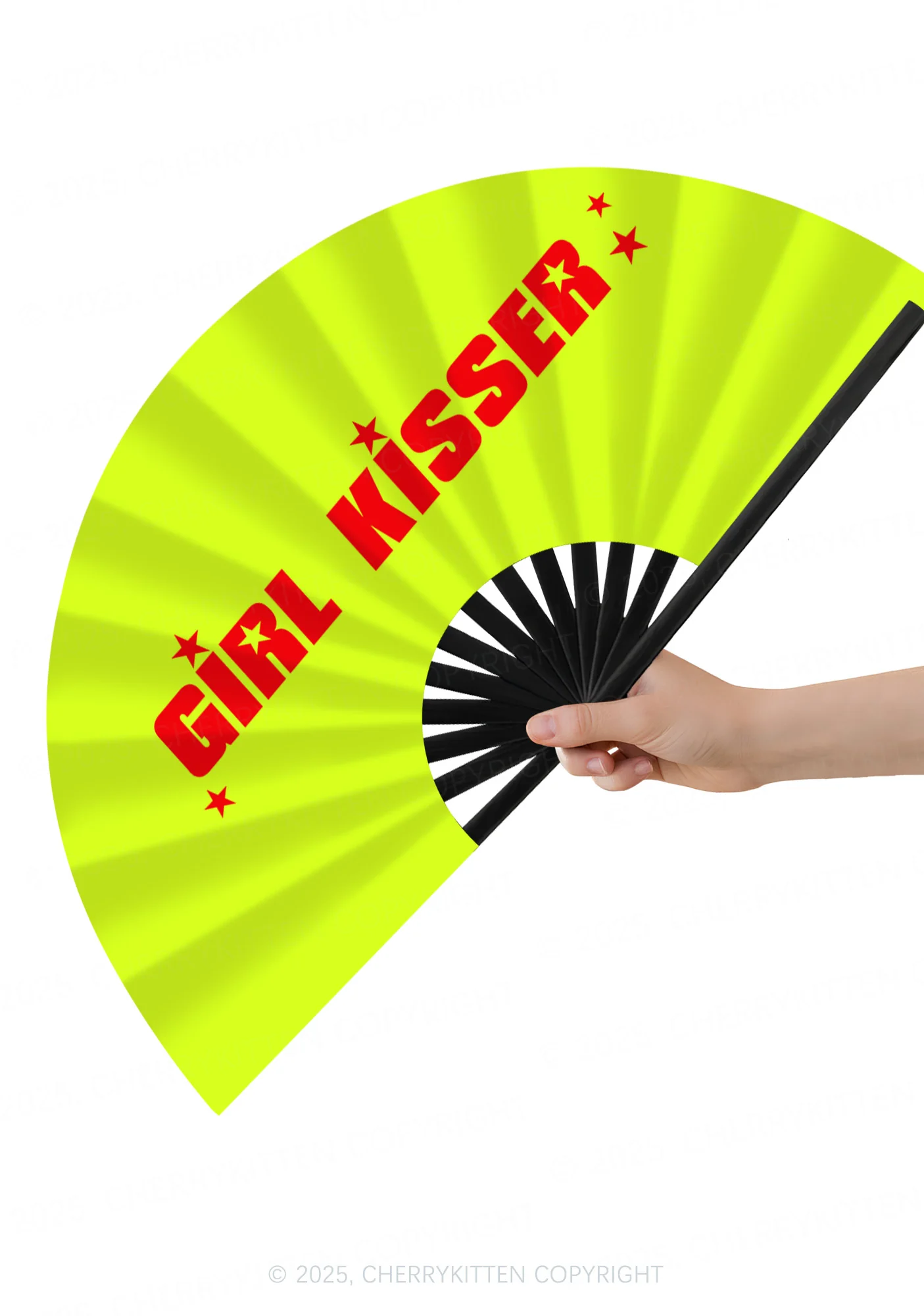 Girl Kisser Star Pride Y2K Rave Hand Fan Cherrykitten - Image 2