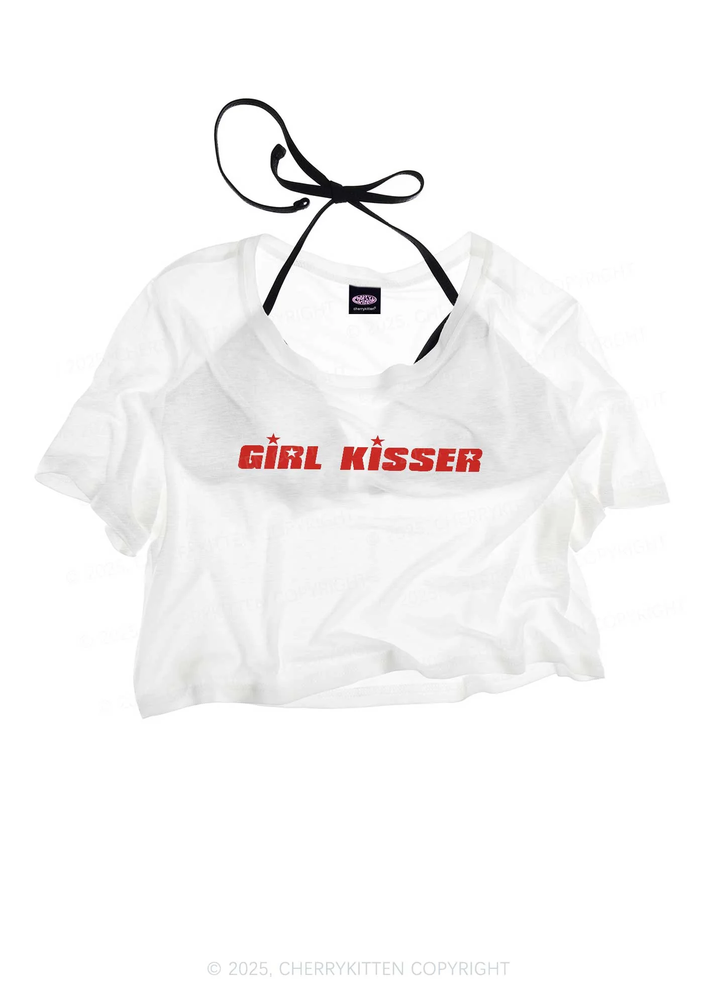 Girl Kisser Star Pride Y2K Sheer Crop Tee Cherrykitten - Image 3
