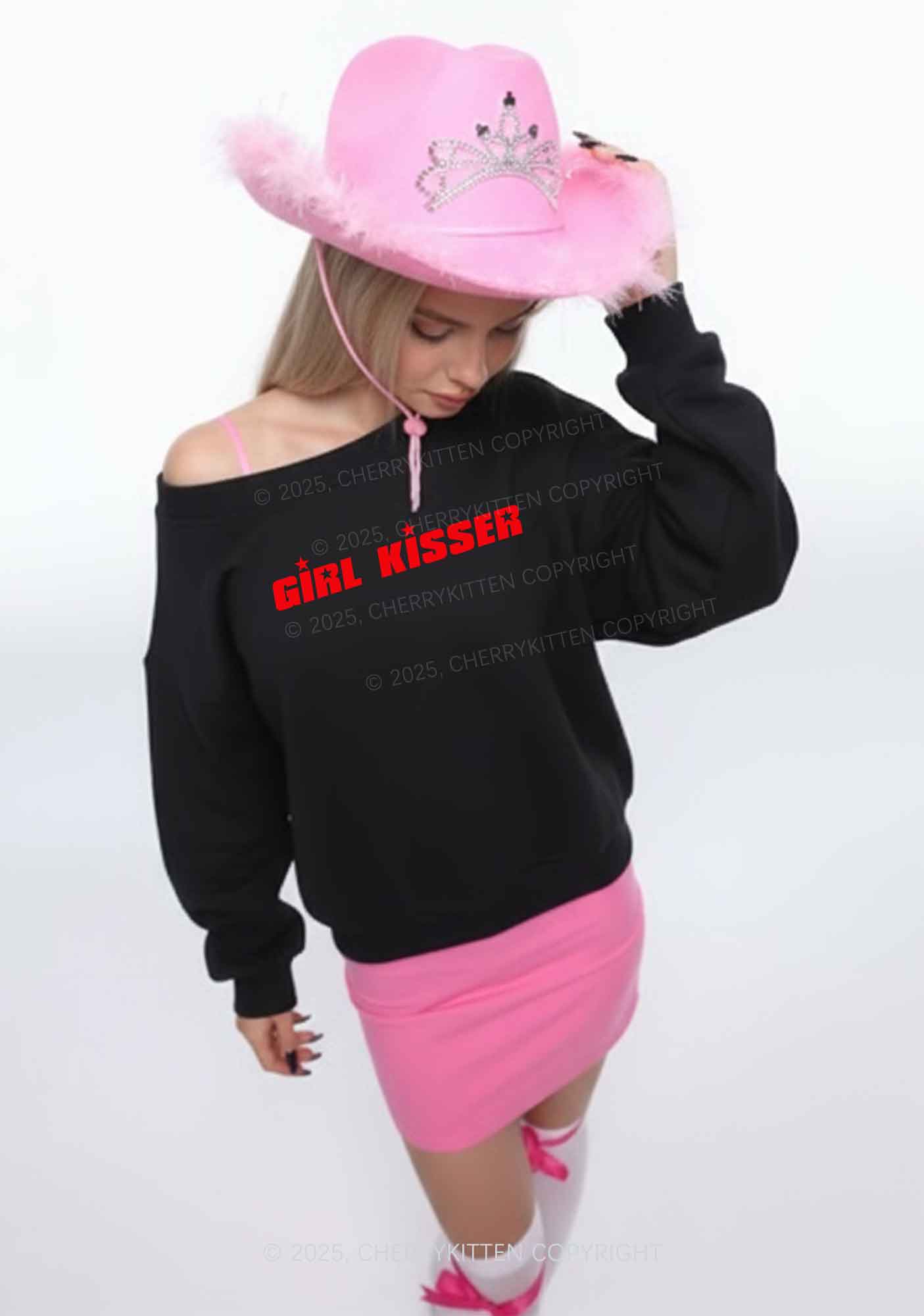Girl Kisser Star Y2K Off Shoulder Sweatshirts Cherrykitten - Image 2
