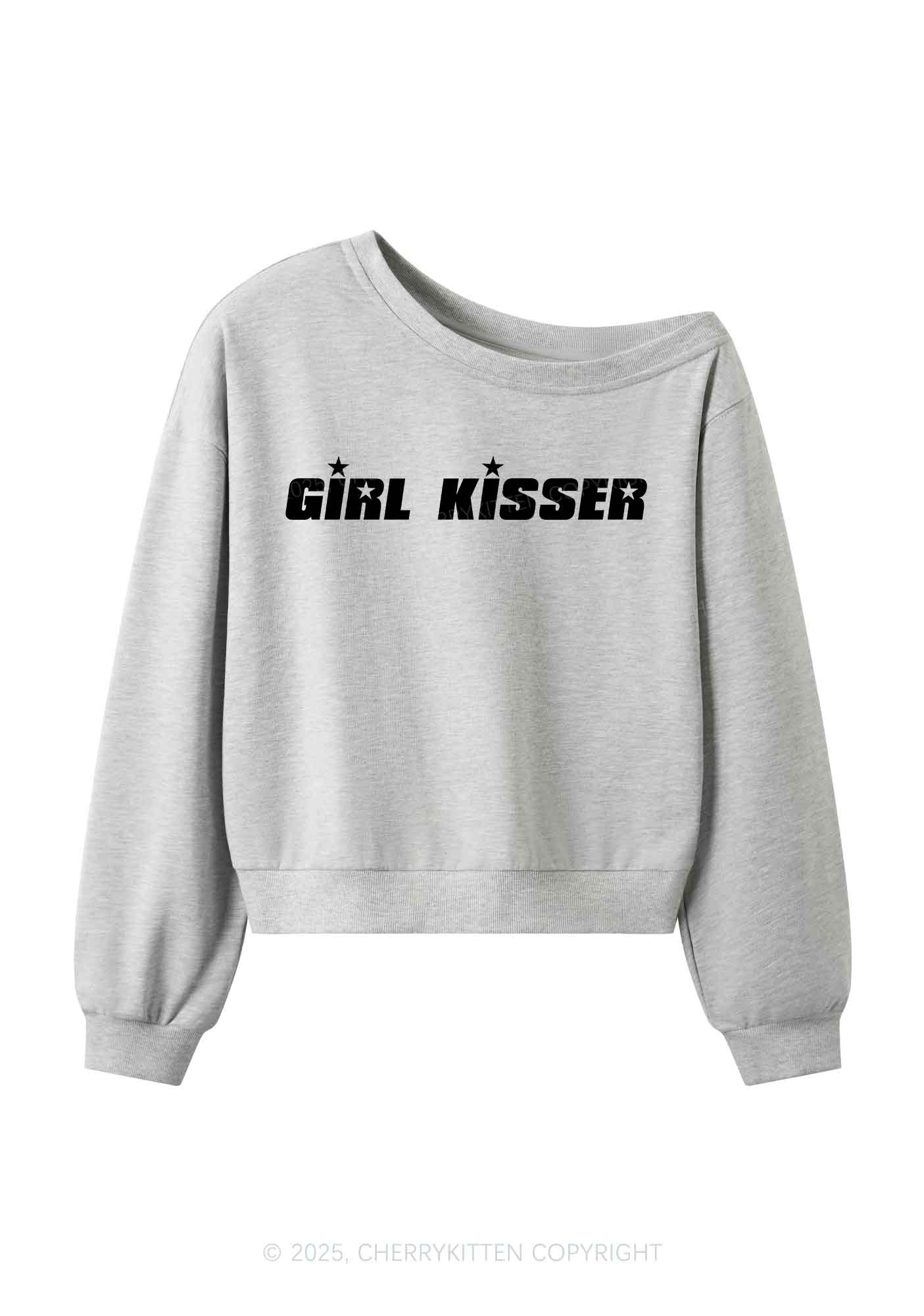 Girl Kisser Star Y2K Off Shoulder Sweatshirts Cherrykitten - Image 3