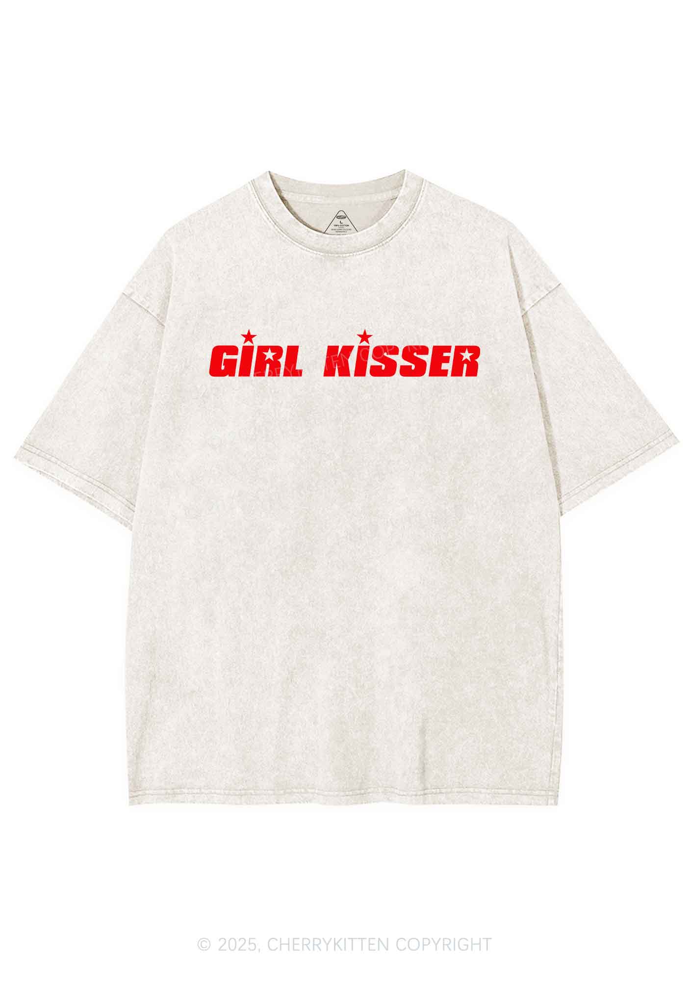 Girl Kisser Star Y2K Shirts Washed Tee Cherrykitten - Image 4
