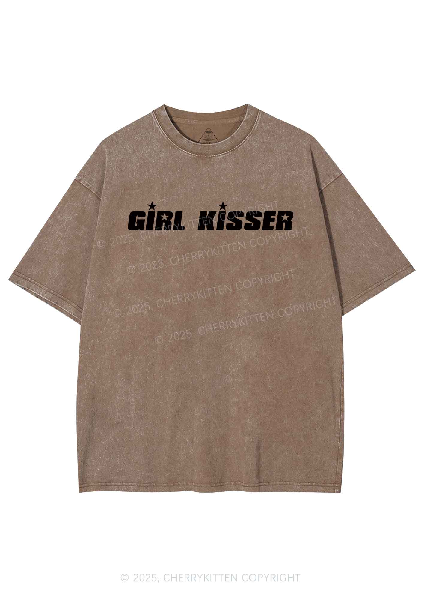 Girl Kisser Star Y2K Shirts Washed Tee Cherrykitten - Image 6