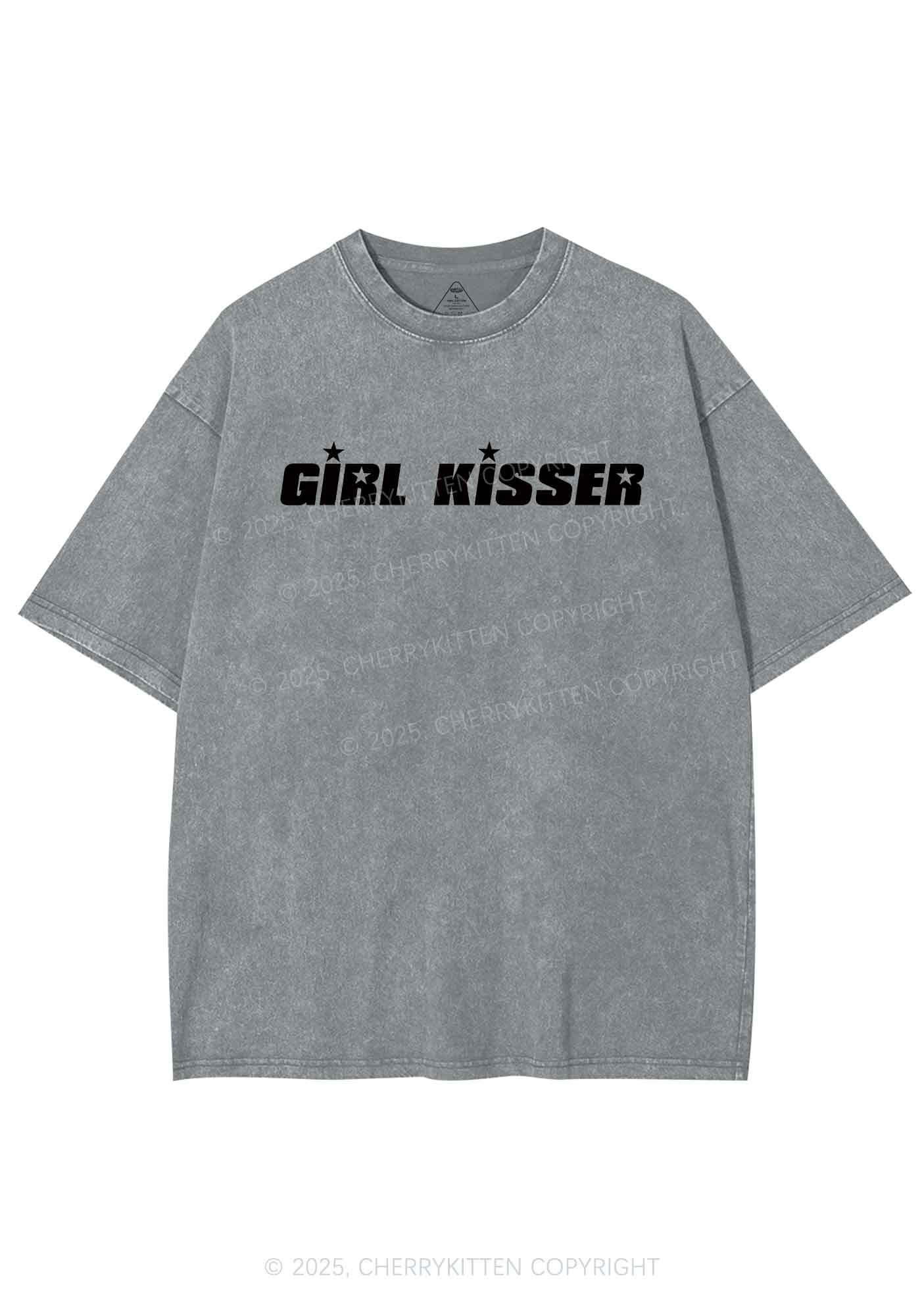 Girl Kisser Star Y2K Shirts Washed Tee Cherrykitten - Image 7