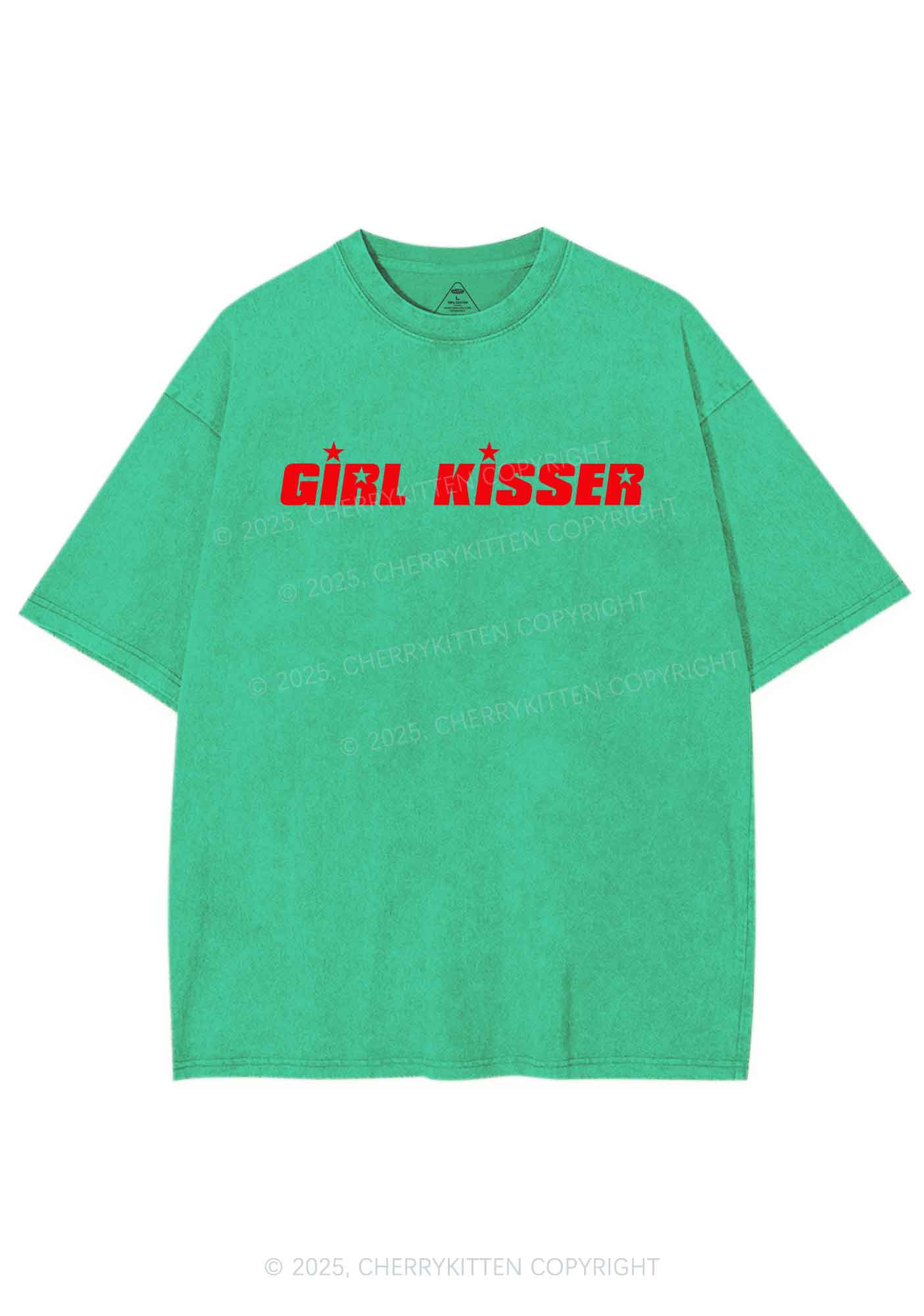 Girl Kisser Star Y2K Shirts Washed Tee Cherrykitten - Image 8