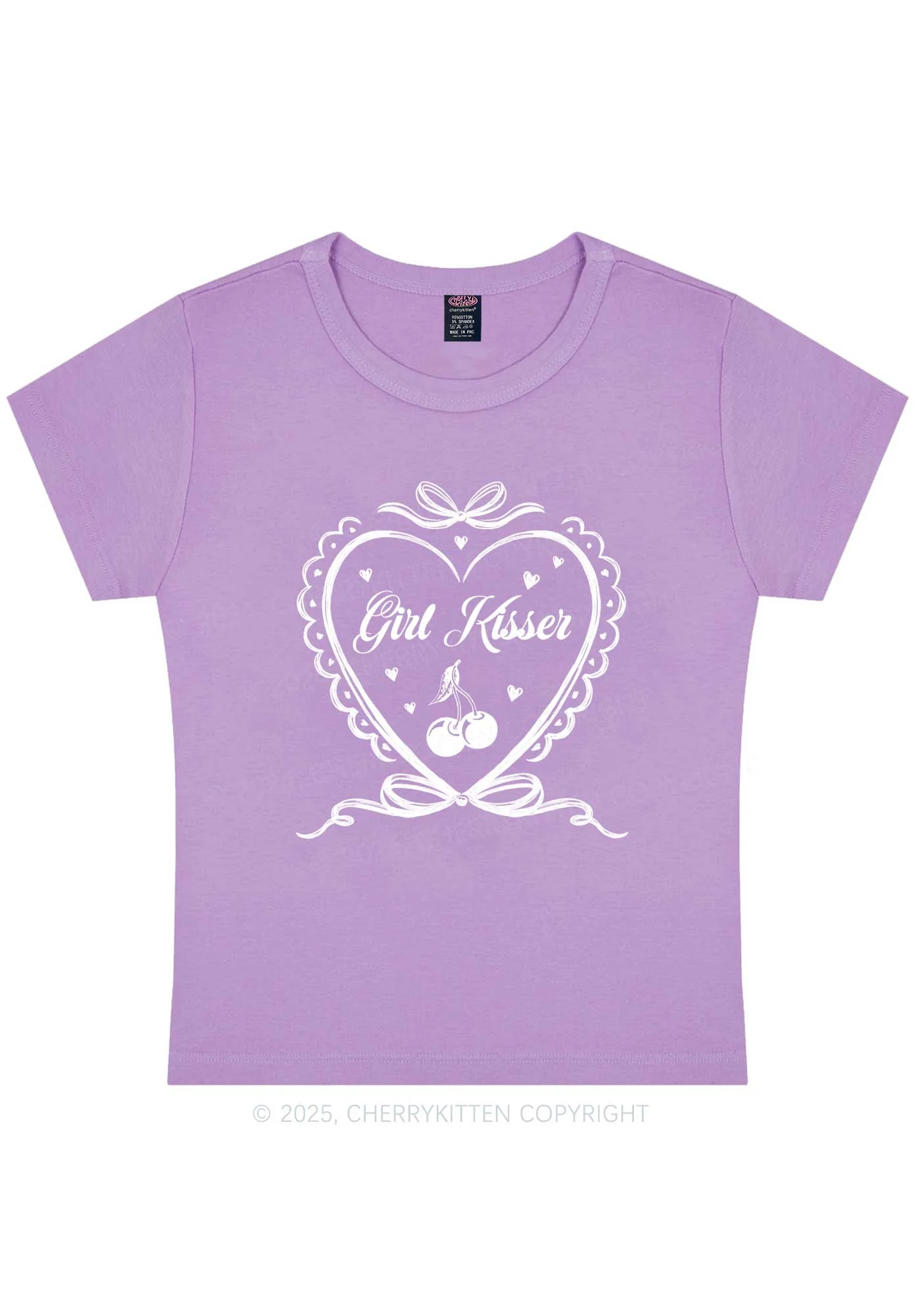 Girl Kisser Y2K Baby Tee Cherrykitten - Image 4