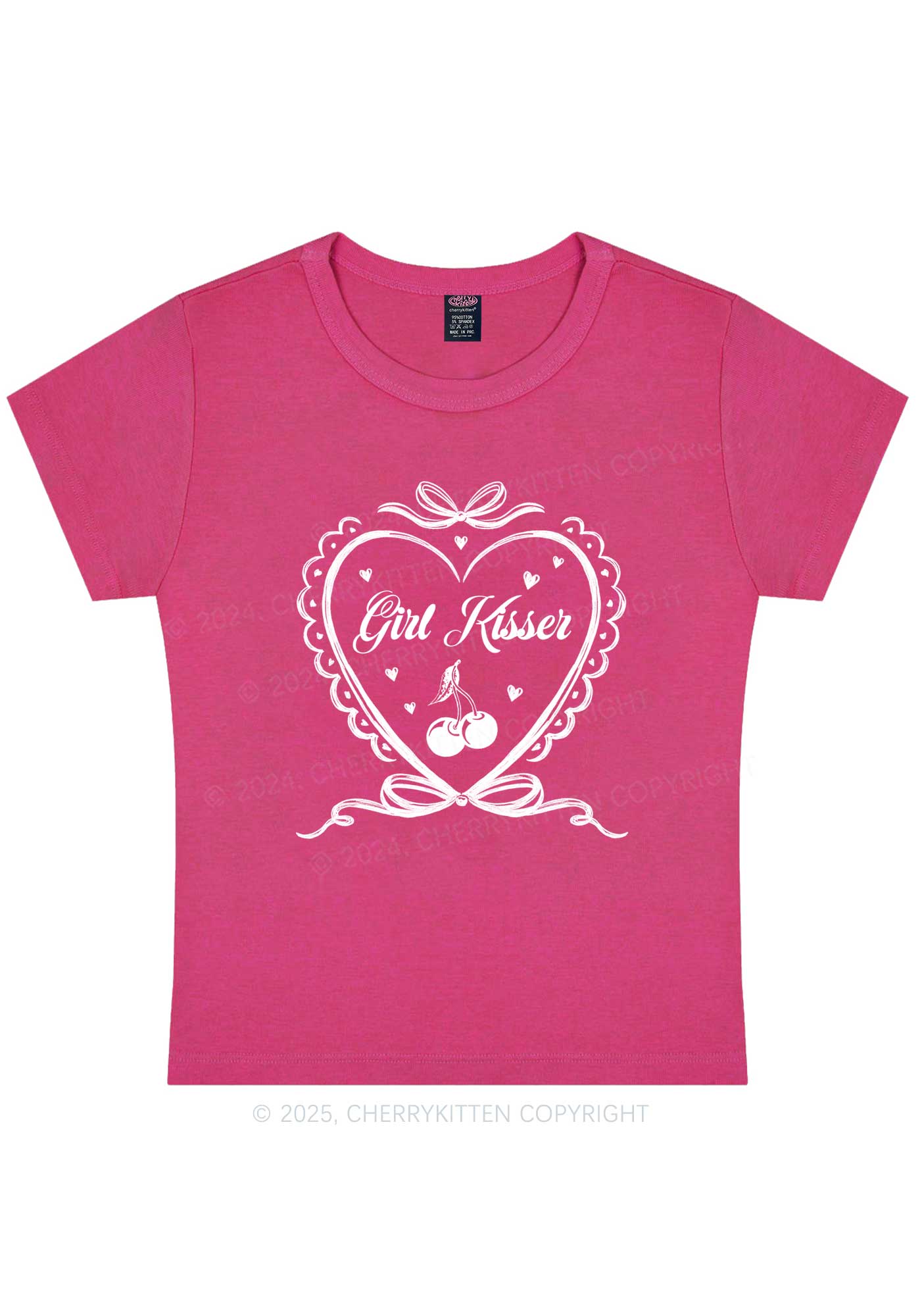 Girl Kisser Y2K Baby Tee Cherrykitten - Image 5