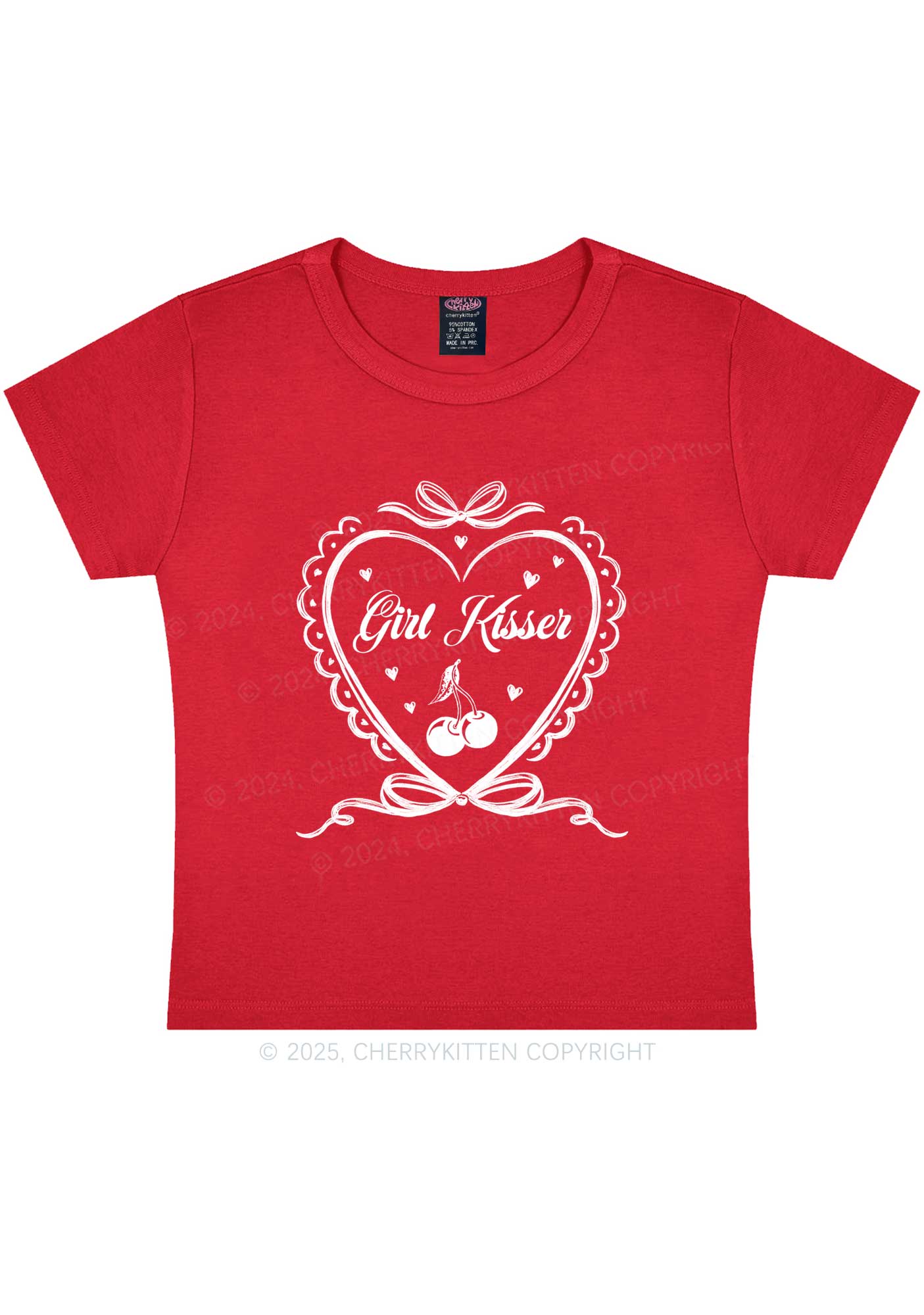 Girl Kisser Y2K Baby Tee Cherrykitten - Image 6