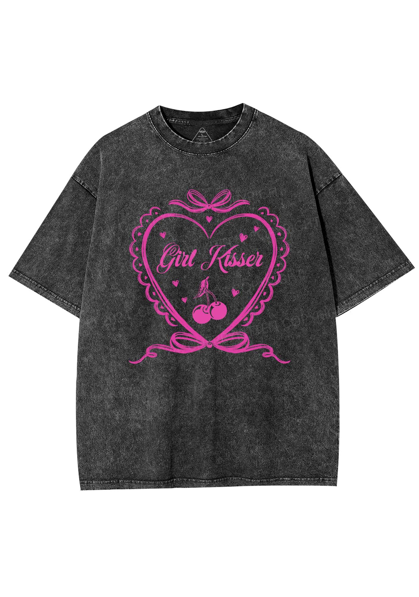 Girl Kisser Y2K Shirts Washed Tee Cherrykitten - Image 3