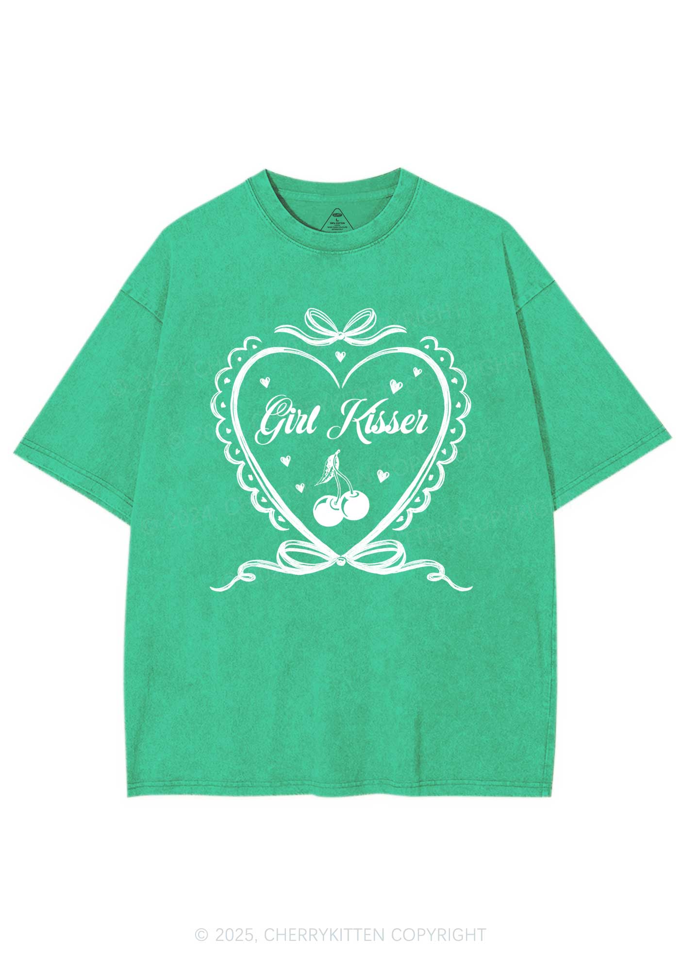 Girl Kisser Y2K Shirts Washed Tee Cherrykitten - Image 6