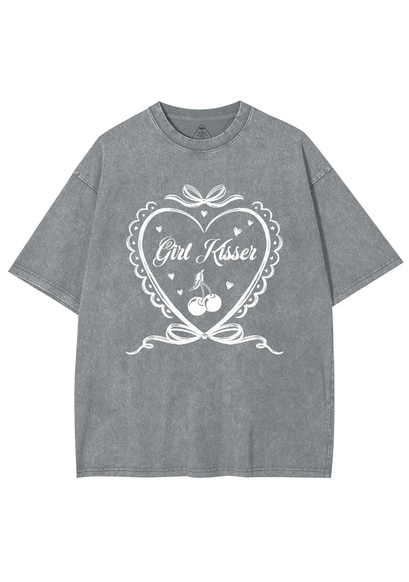Girl Kisser Y2K Shirts Washed Tee Cherrykitten - Image 7