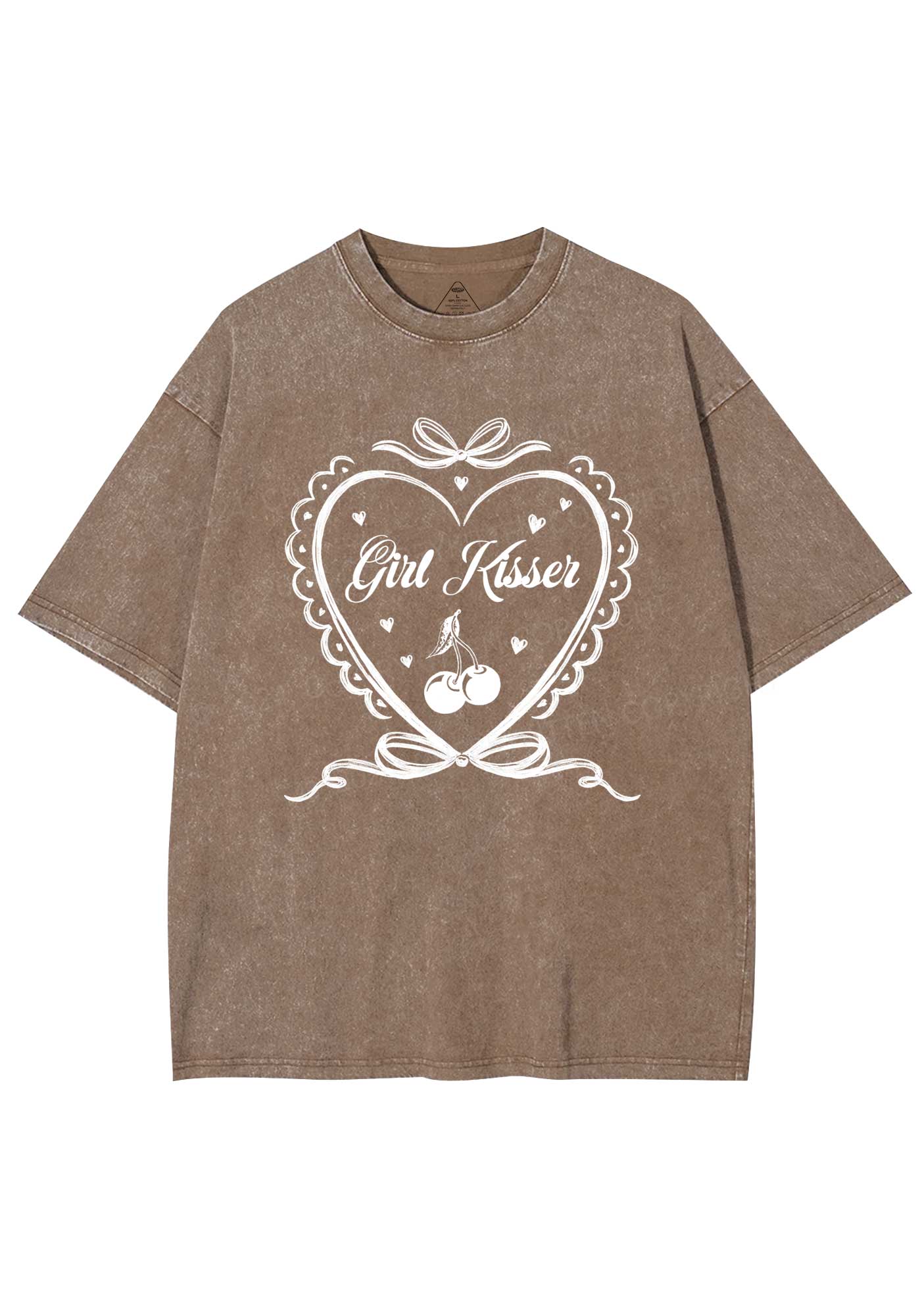 Girl Kisser Y2K Shirts Washed Tee Cherrykitten - Image 8