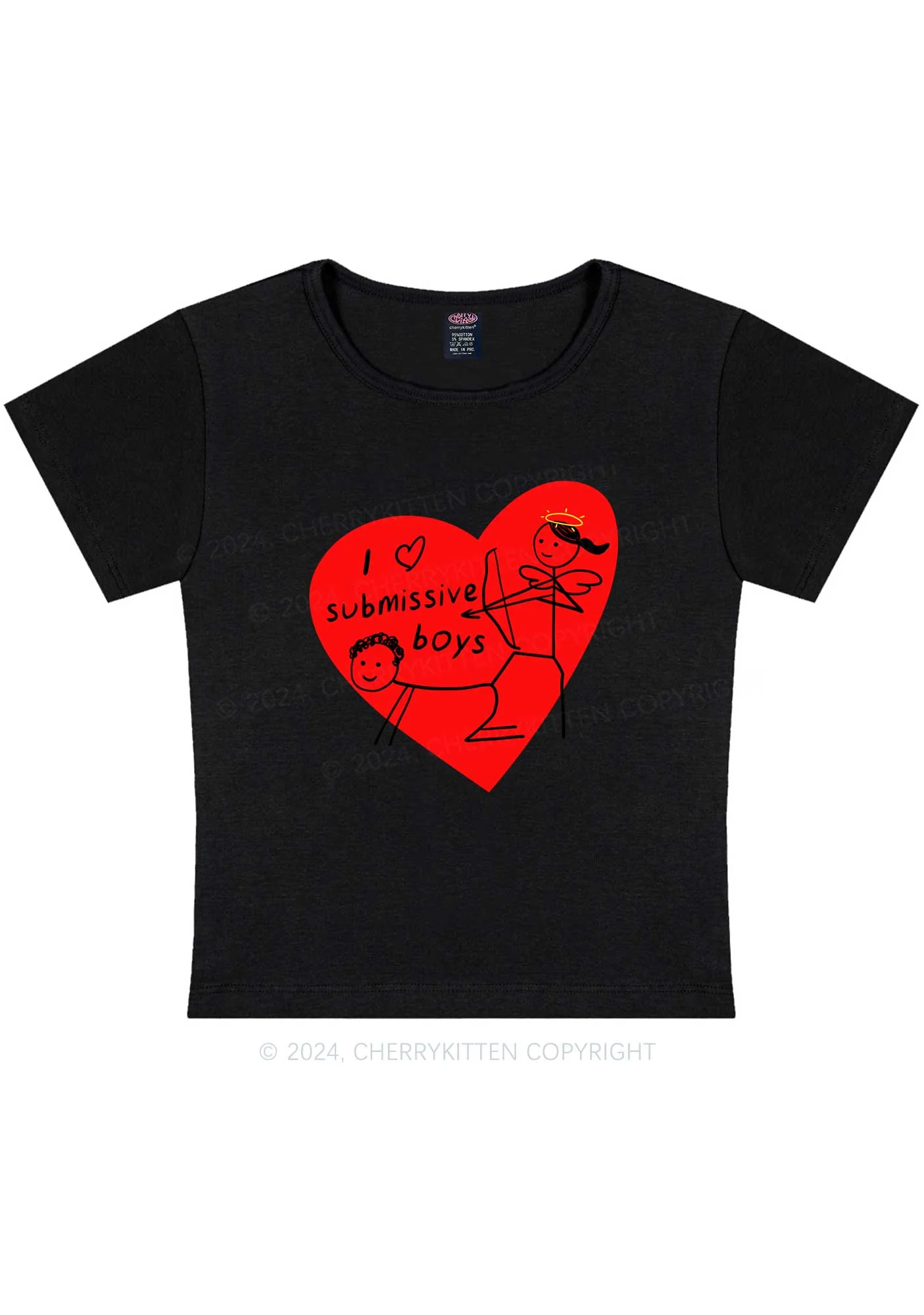 Girl Love S Boys Y2K Valentine's Day Baby Tee Cherrykitten - Image 5