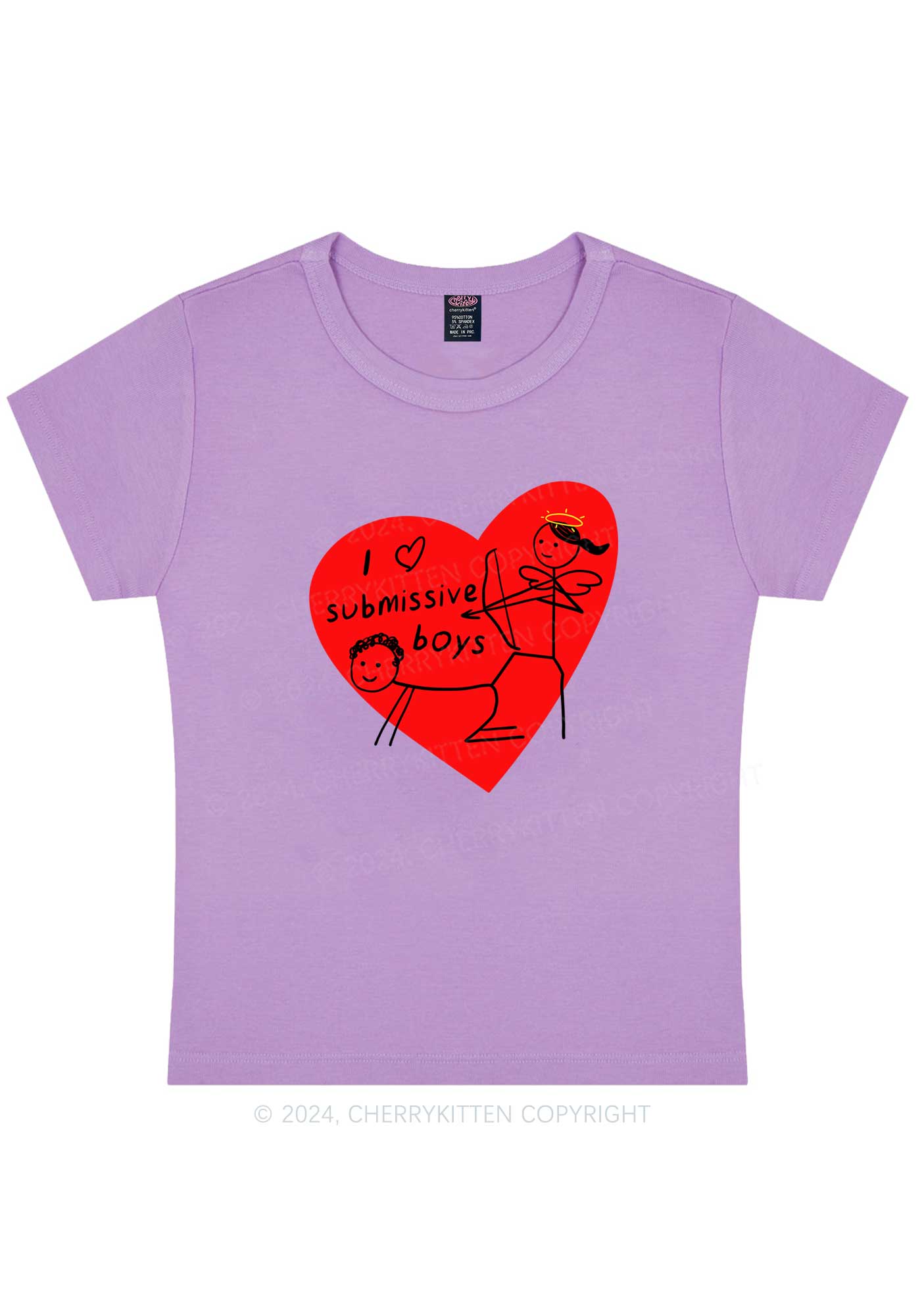 Girl Love S Boys Y2K Valentine's Day Baby Tee Cherrykitten - Image 6