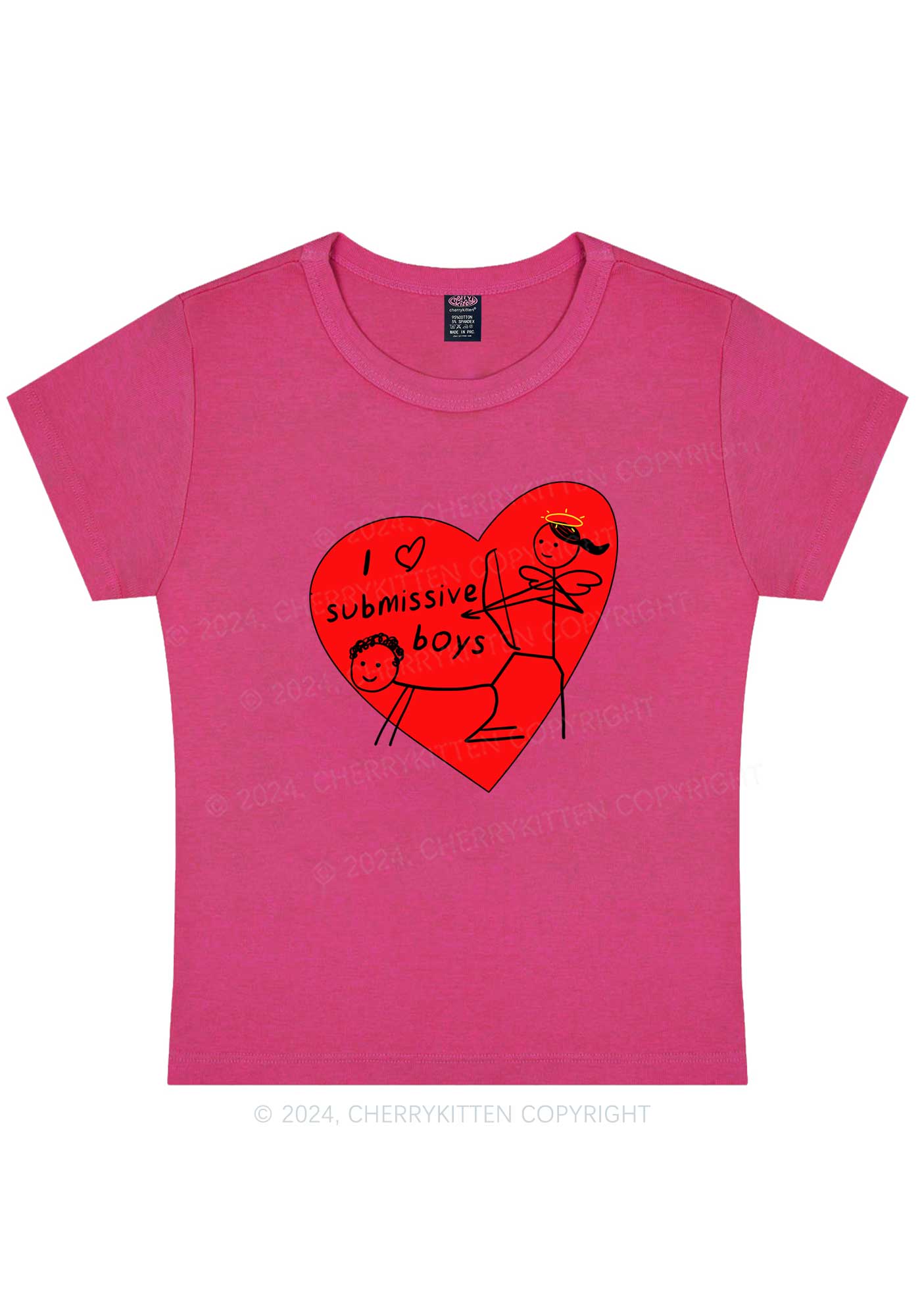 Girl Love S Boys Y2K Valentine's Day Baby Tee Cherrykitten - Image 7