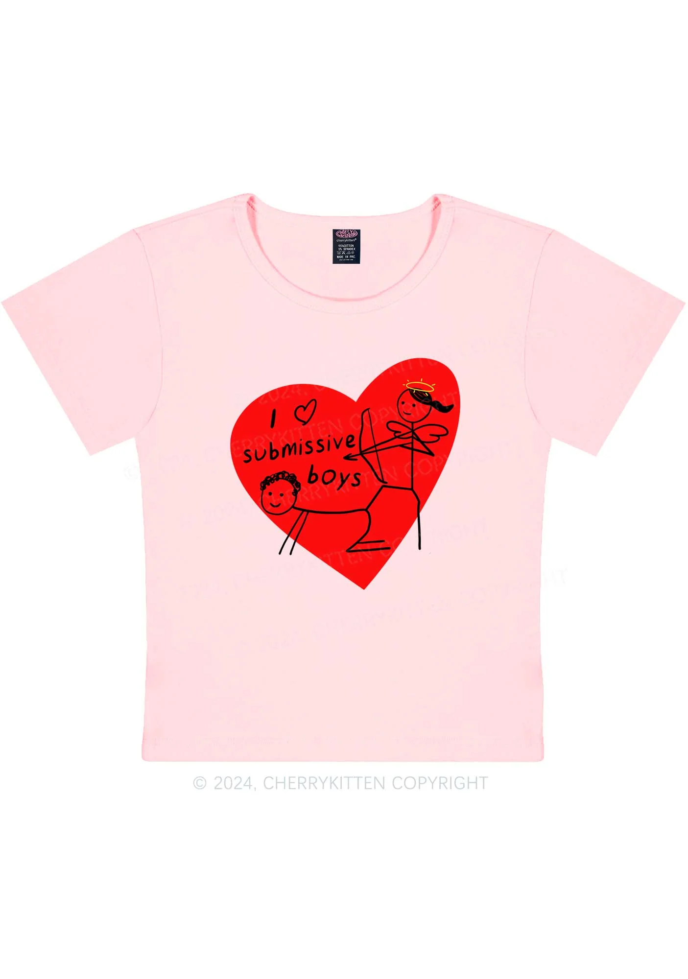 Girl Love S Boys Y2K Valentine's Day Baby Tee Cherrykitten - Image 8
