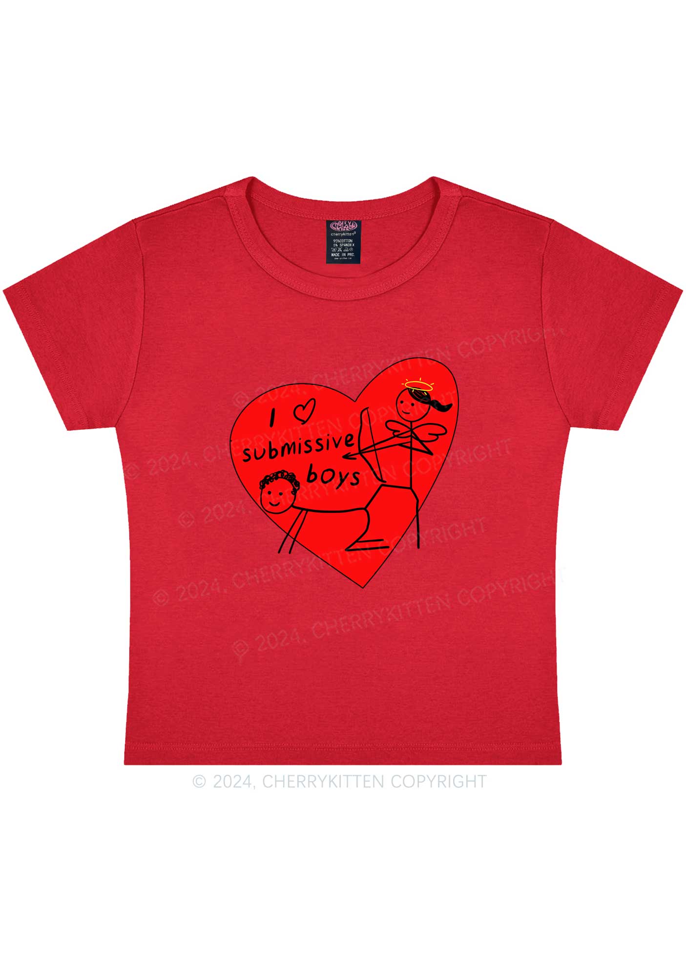 Girl Love S Boys Y2K Valentine's Day Baby Tee Cherrykitten - Image 9