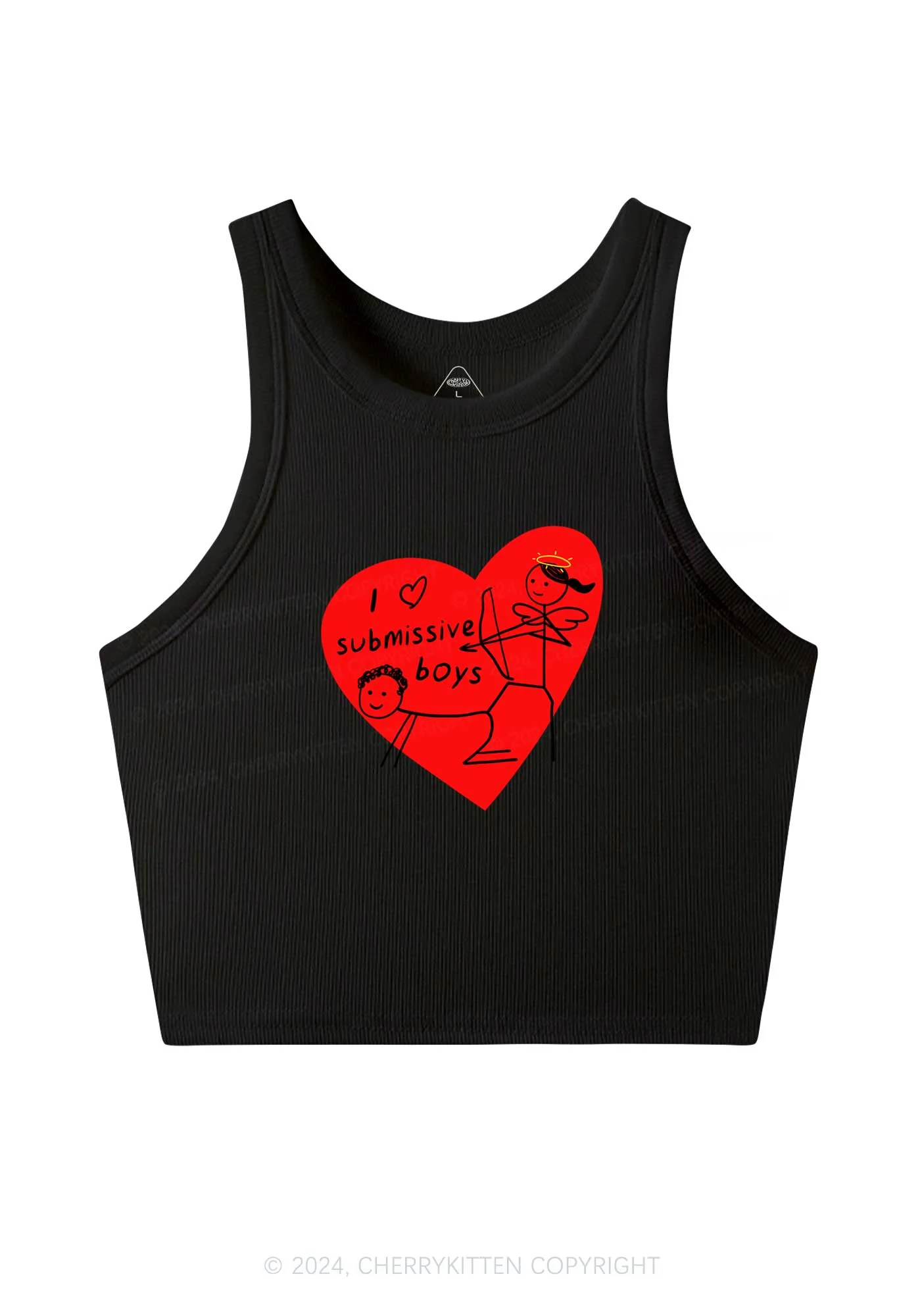 Girl Love S Boys Y2K Valentine's Day Crop Tank Top Cherrykitten - Image 3