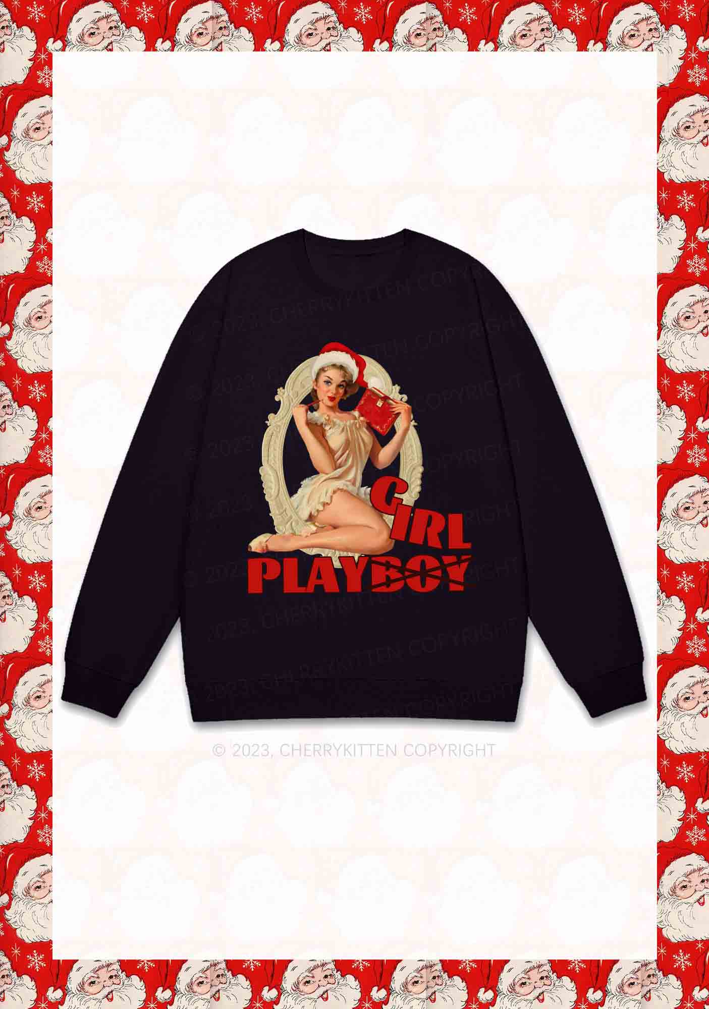 Girl Play Not Boy Christmas Y2K Sweatshirt Cherrykitten - Image 3
