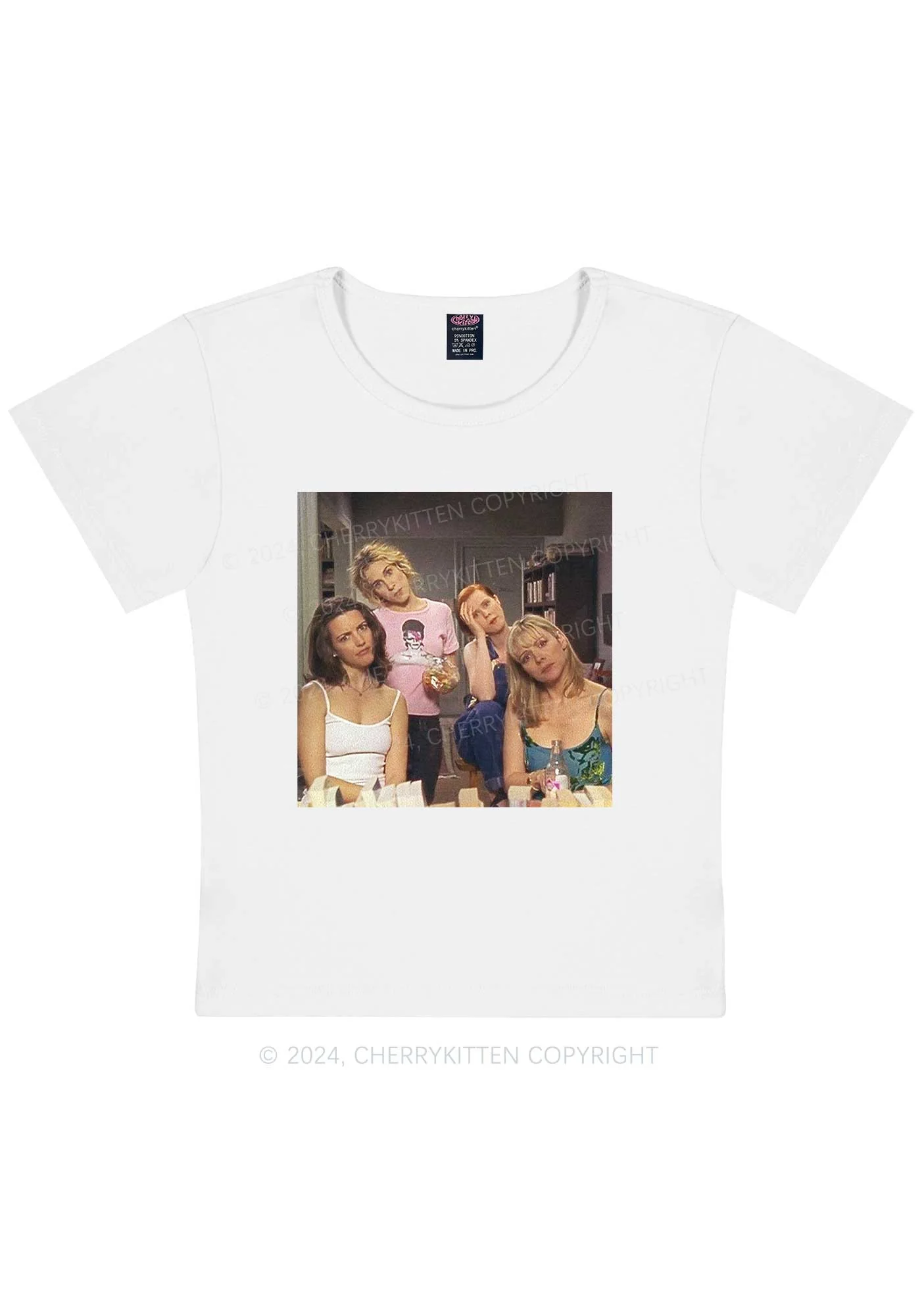 Girl Puzzled Y2K Baby Tee Cherrykitten - Image 5