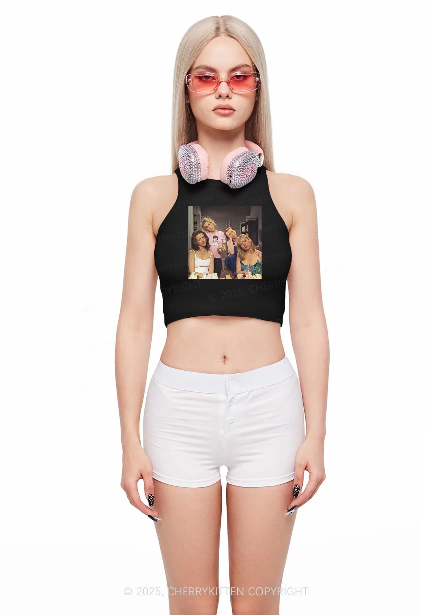 Girl Puzzled Y2K Crop Tank Top Cherrykitten - Image 2