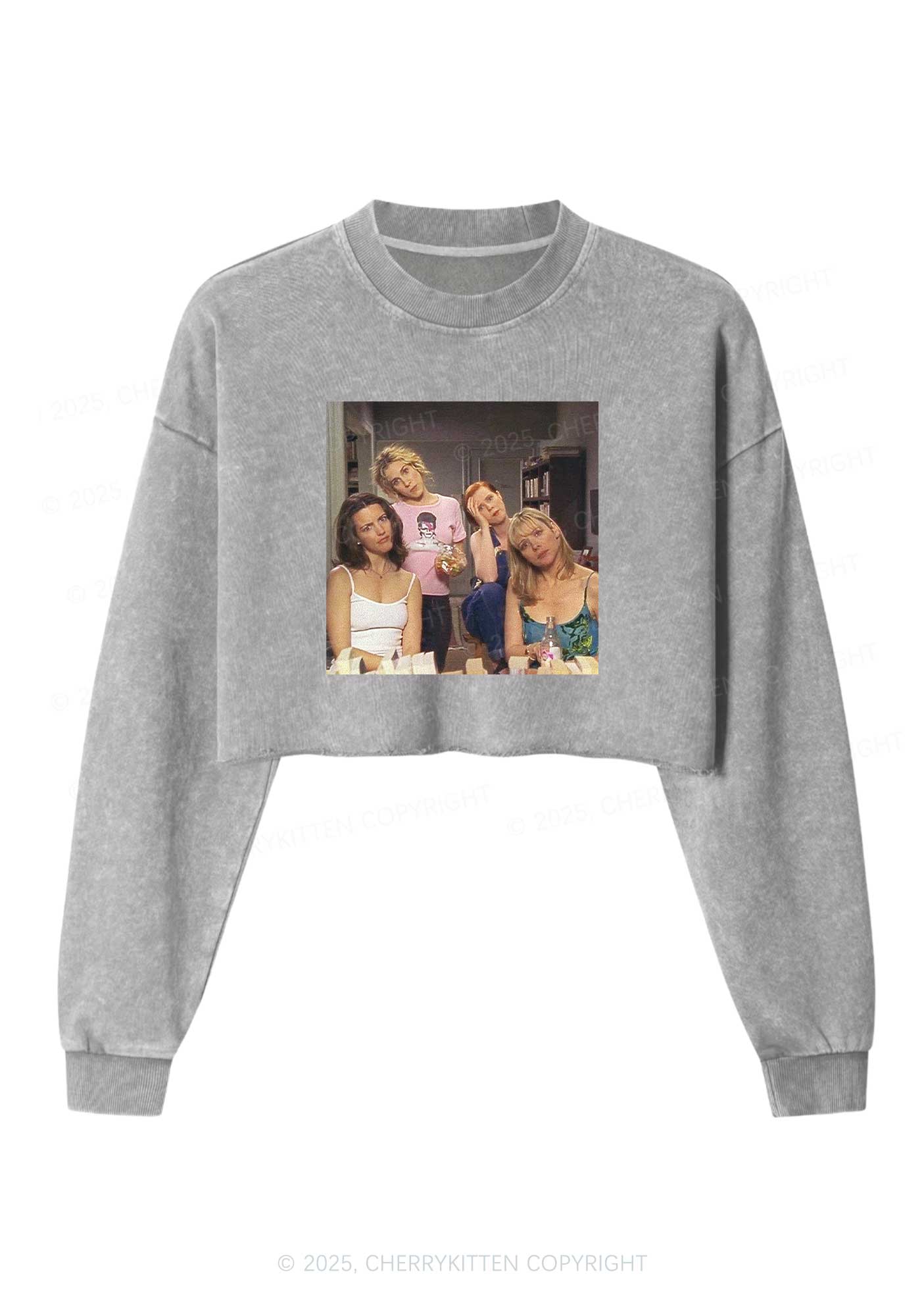 Girl Puzzled Y2K Crop Washed Sweatshirts Cherrykitten - Image 5