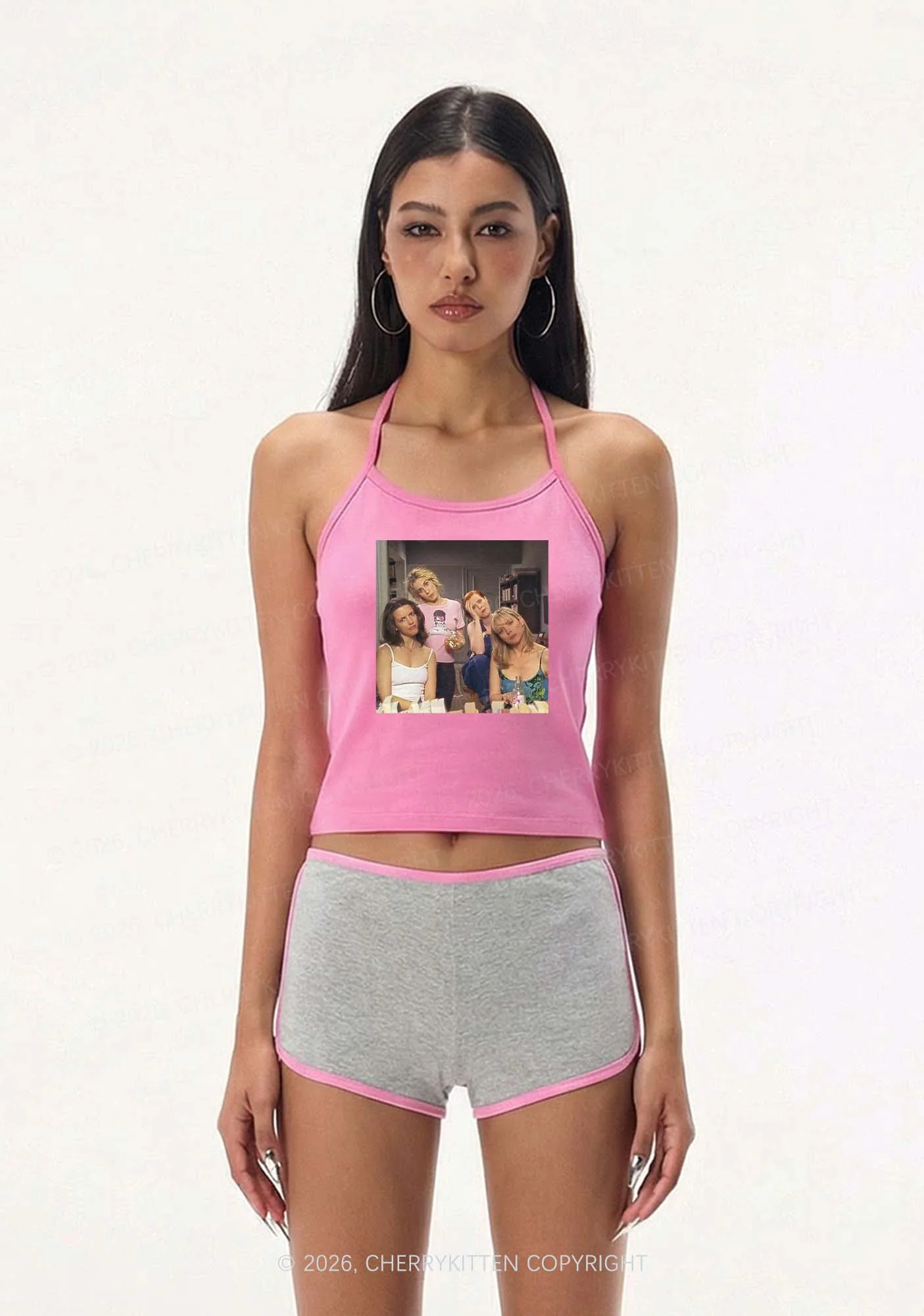 Girl Puzzled Y2K Halter Neck Cami Cherrykitten - Image 2