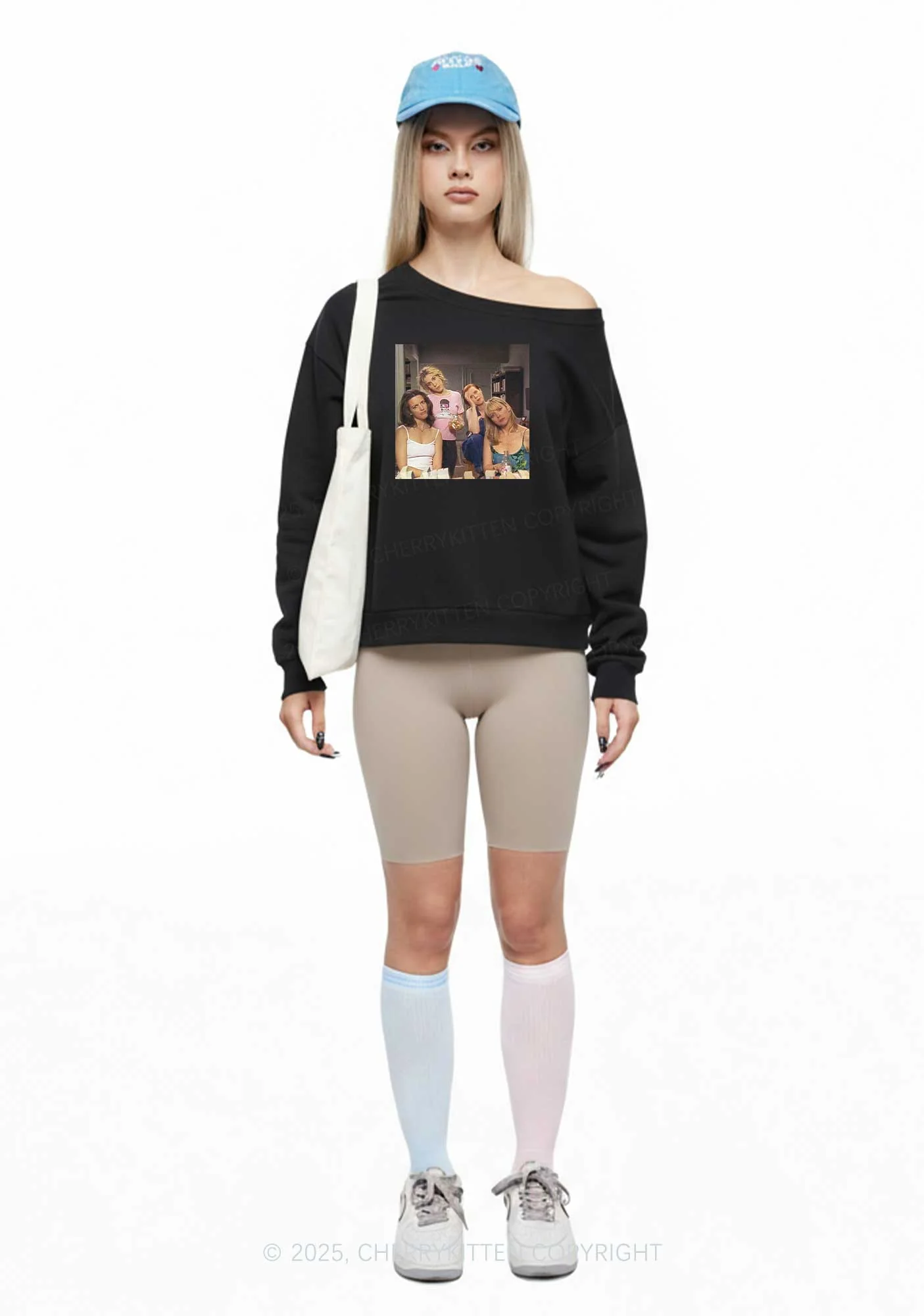 Girl Puzzled Y2K Off Shoulder Sweatshirts Cherrykitten - Image 2