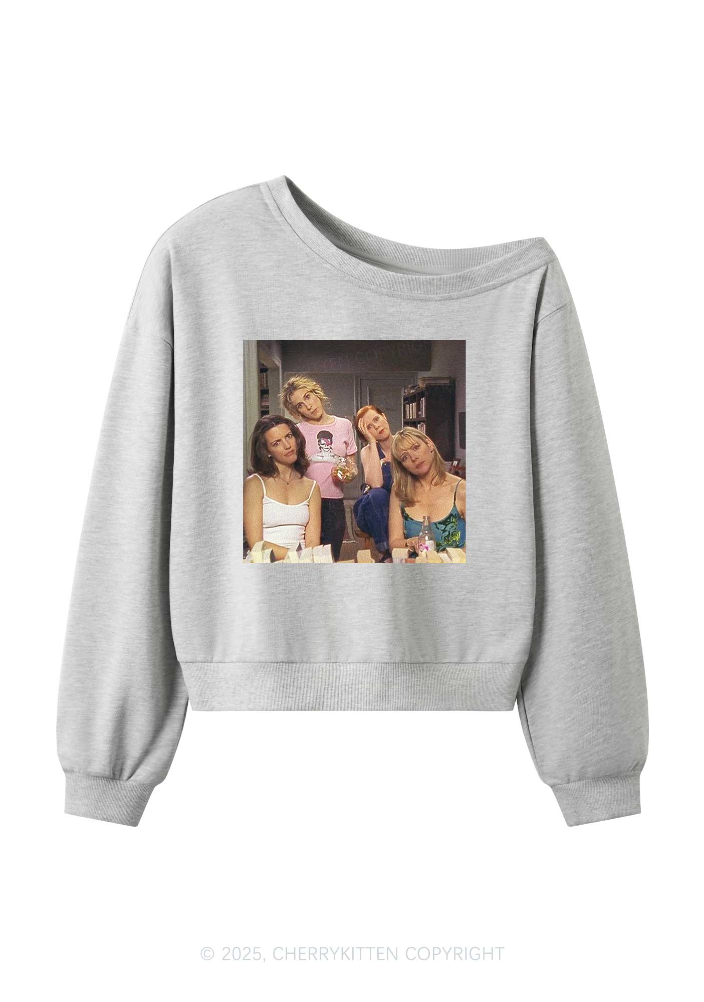Girl Puzzled Y2K Off Shoulder Sweatshirts Cherrykitten - Image 3