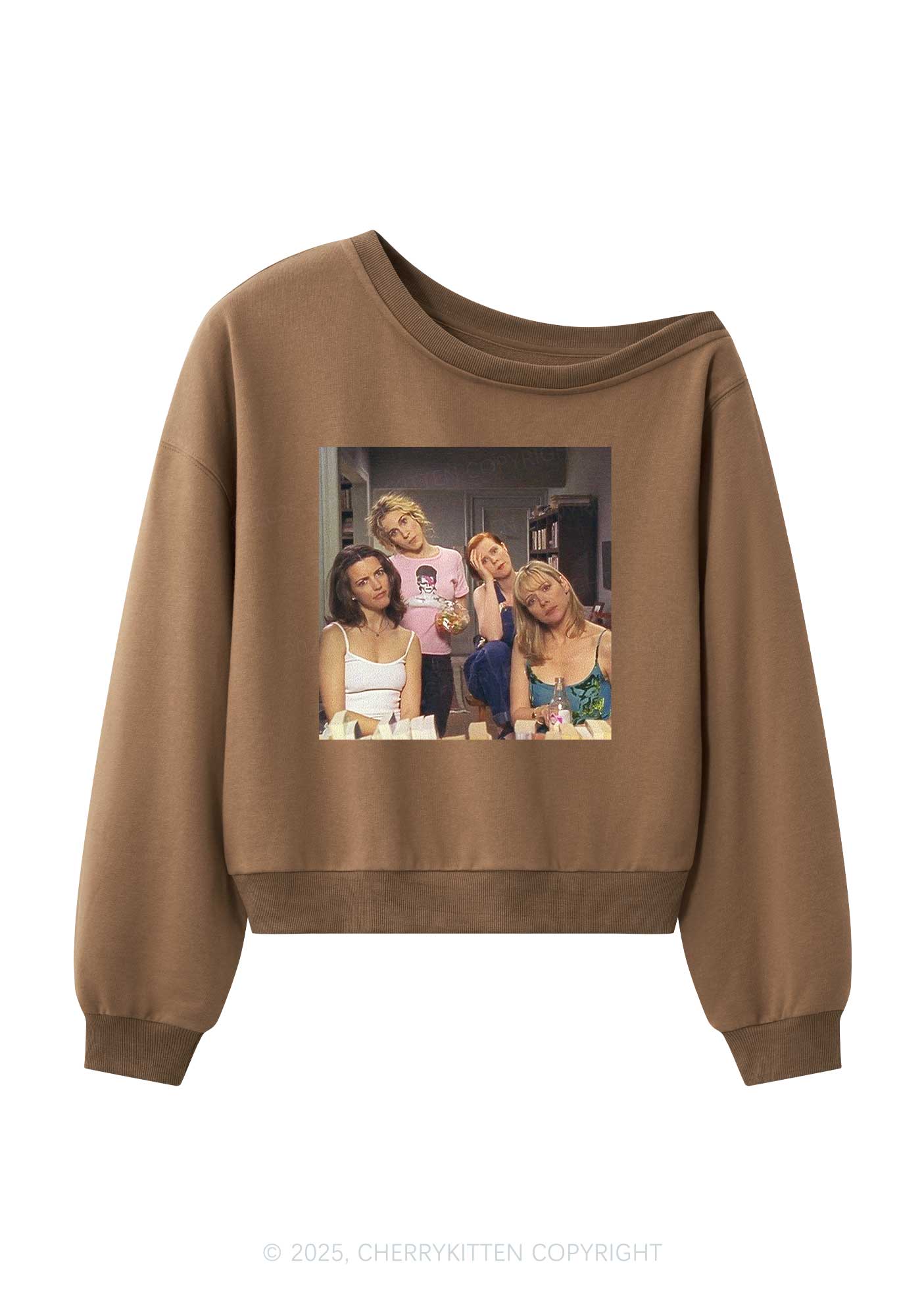 Girl Puzzled Y2K Off Shoulder Sweatshirts Cherrykitten - Image 4