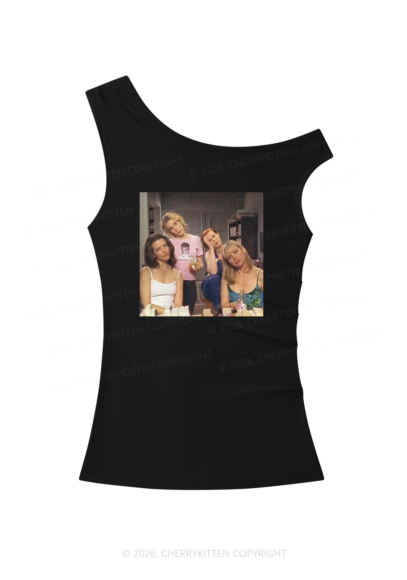 Girl Puzzled Y2K Off Shoulder Tank Top Cherrykitten - Image 3