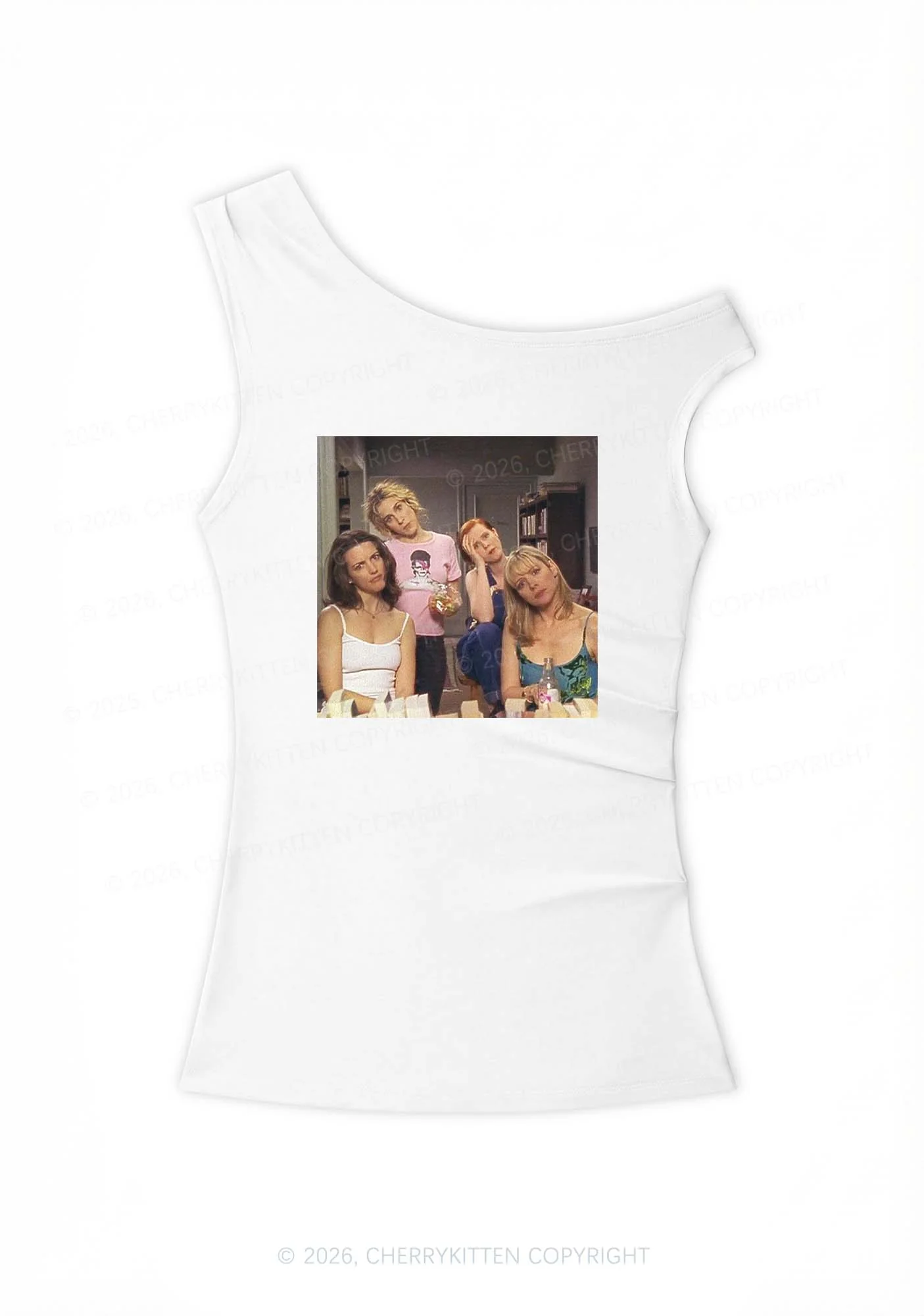 Girl Puzzled Y2K Off Shoulder Tank Top Cherrykitten - Image 4