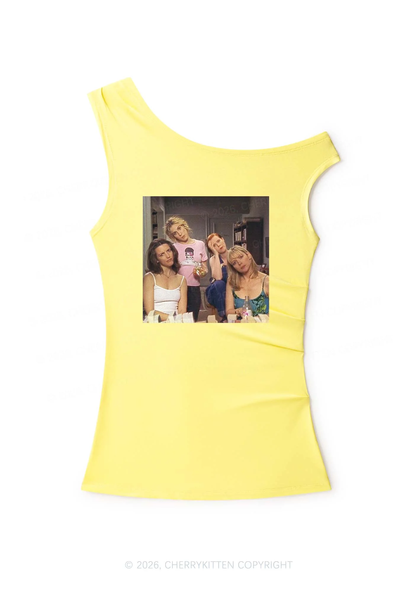 Girl Puzzled Y2K Off Shoulder Tank Top Cherrykitten - Image 5