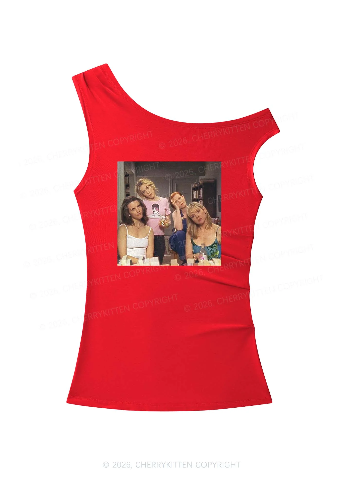Girl Puzzled Y2K Off Shoulder Tank Top Cherrykitten - Image 7