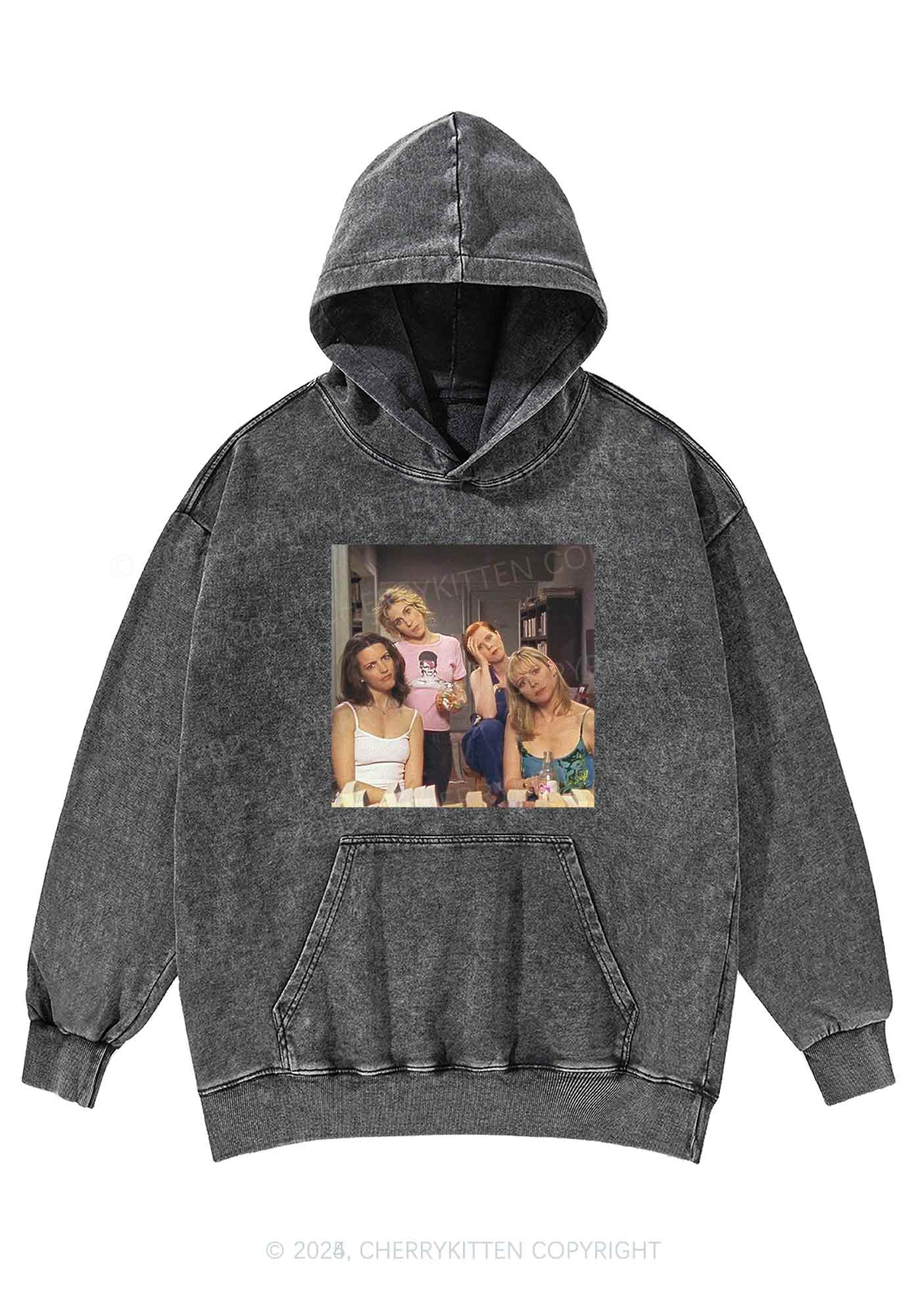 Girl Puzzled Y2K Washed Hoodie Cherrykitten - Image 3