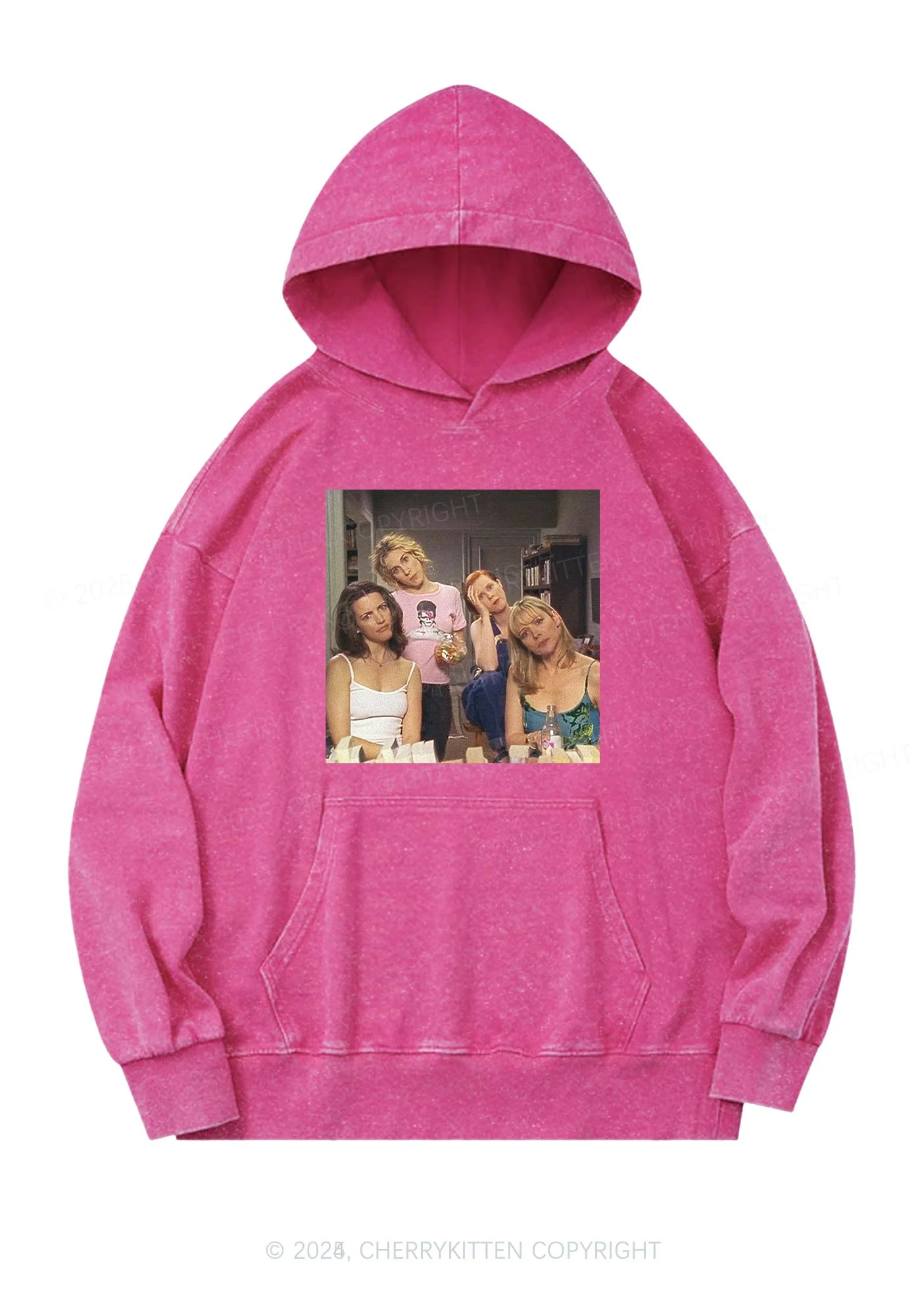 Girl Puzzled Y2K Washed Hoodie Cherrykitten - Image 4