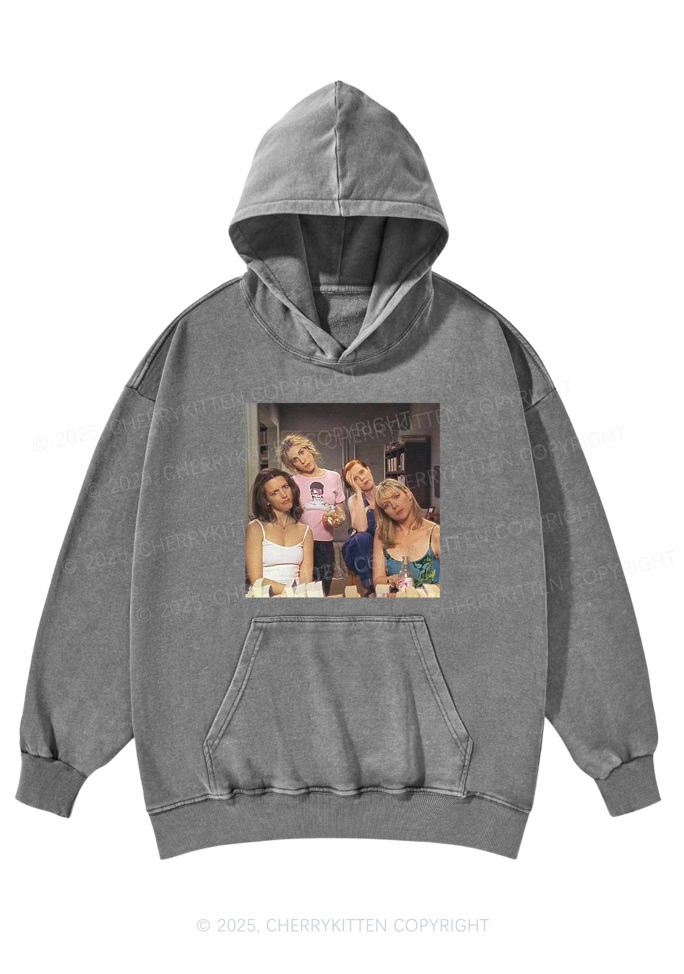 Girl Puzzled Y2K Washed Hoodie Cherrykitten - Image 5