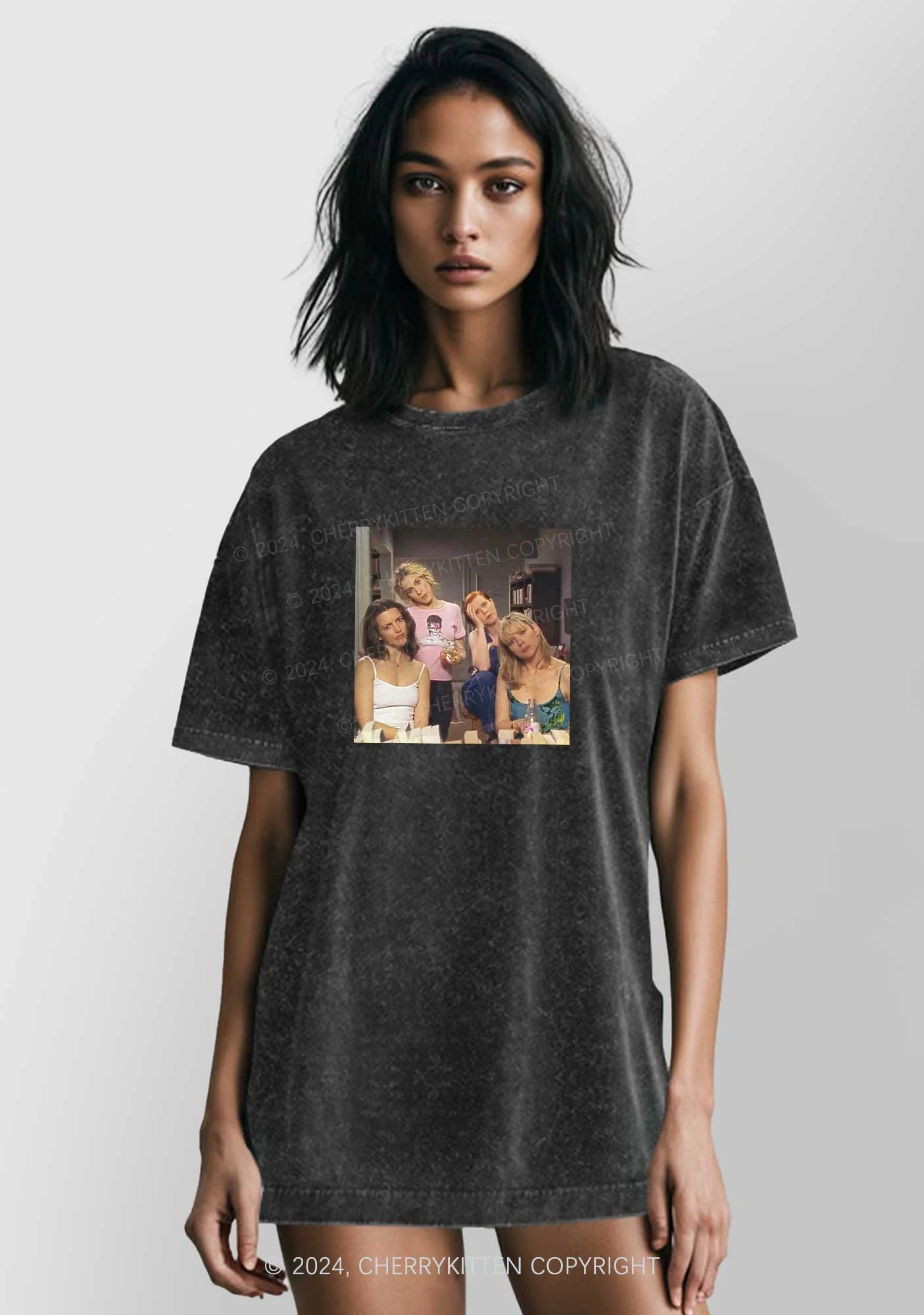 Girl Puzzled Y2K Washed Tee Cherrykitten - Image 2