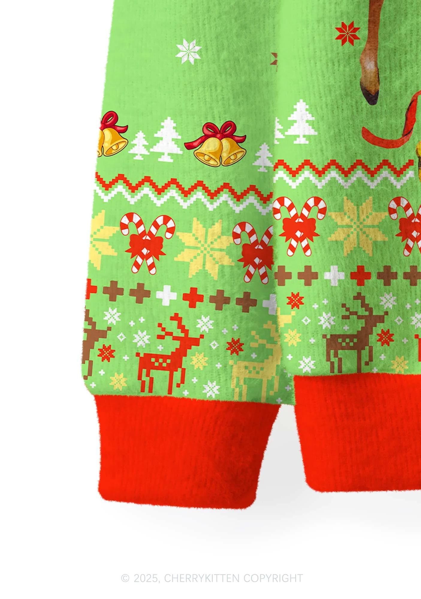 Girl Reindeer Y2K Christmas Cardigan Knit Sweatshirt Cherrykitten - Image 4