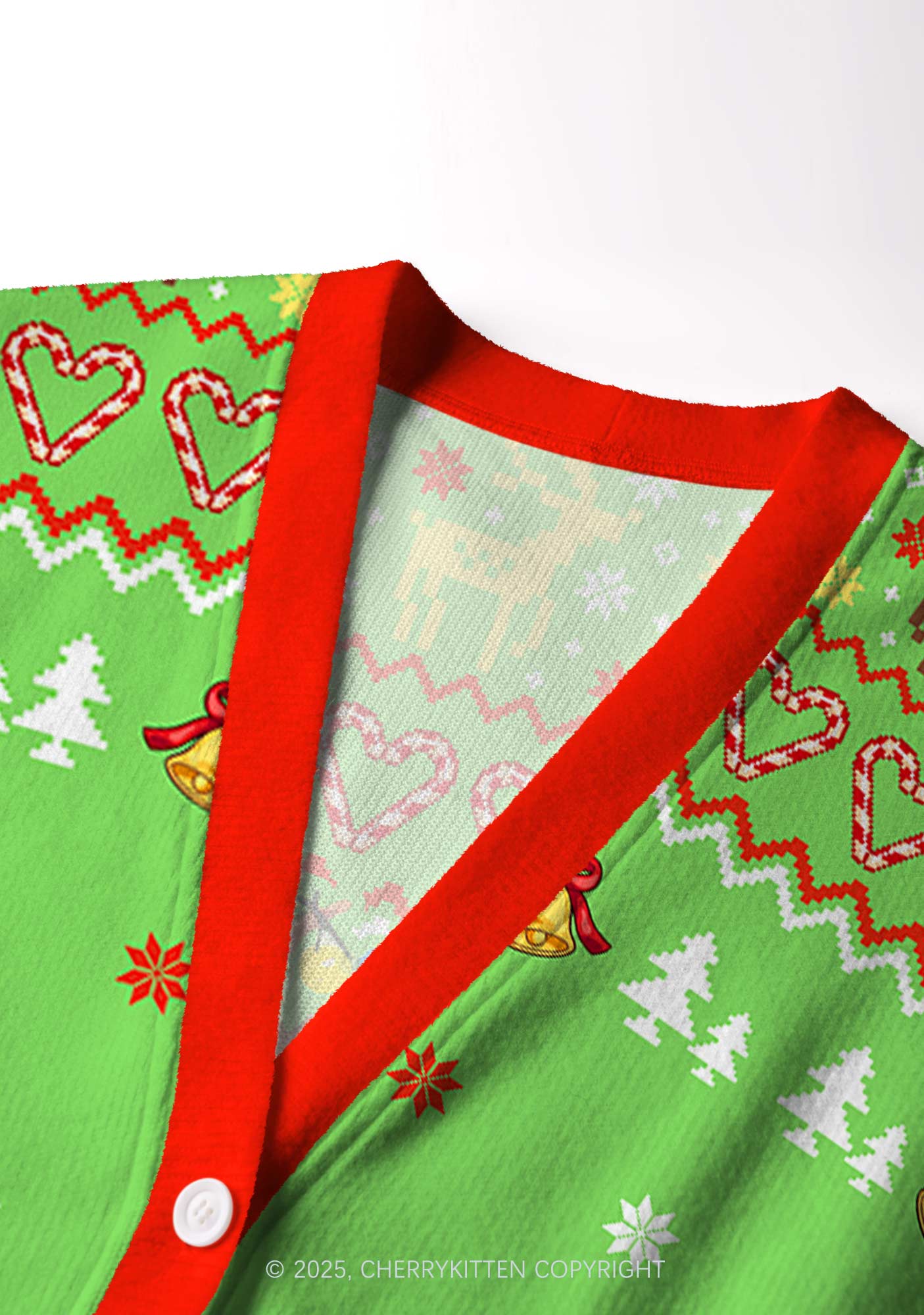 Girl Reindeer Y2K Christmas Cardigan Knit Sweatshirt Cherrykitten - Image 5