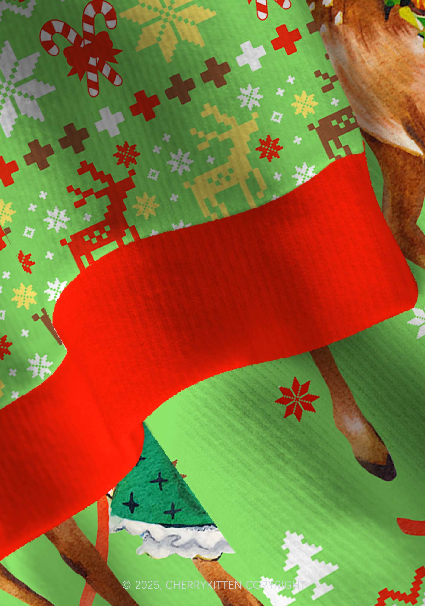 Girl Reindeer Y2K Christmas Cardigan Knit Sweatshirt Cherrykitten - Image 6