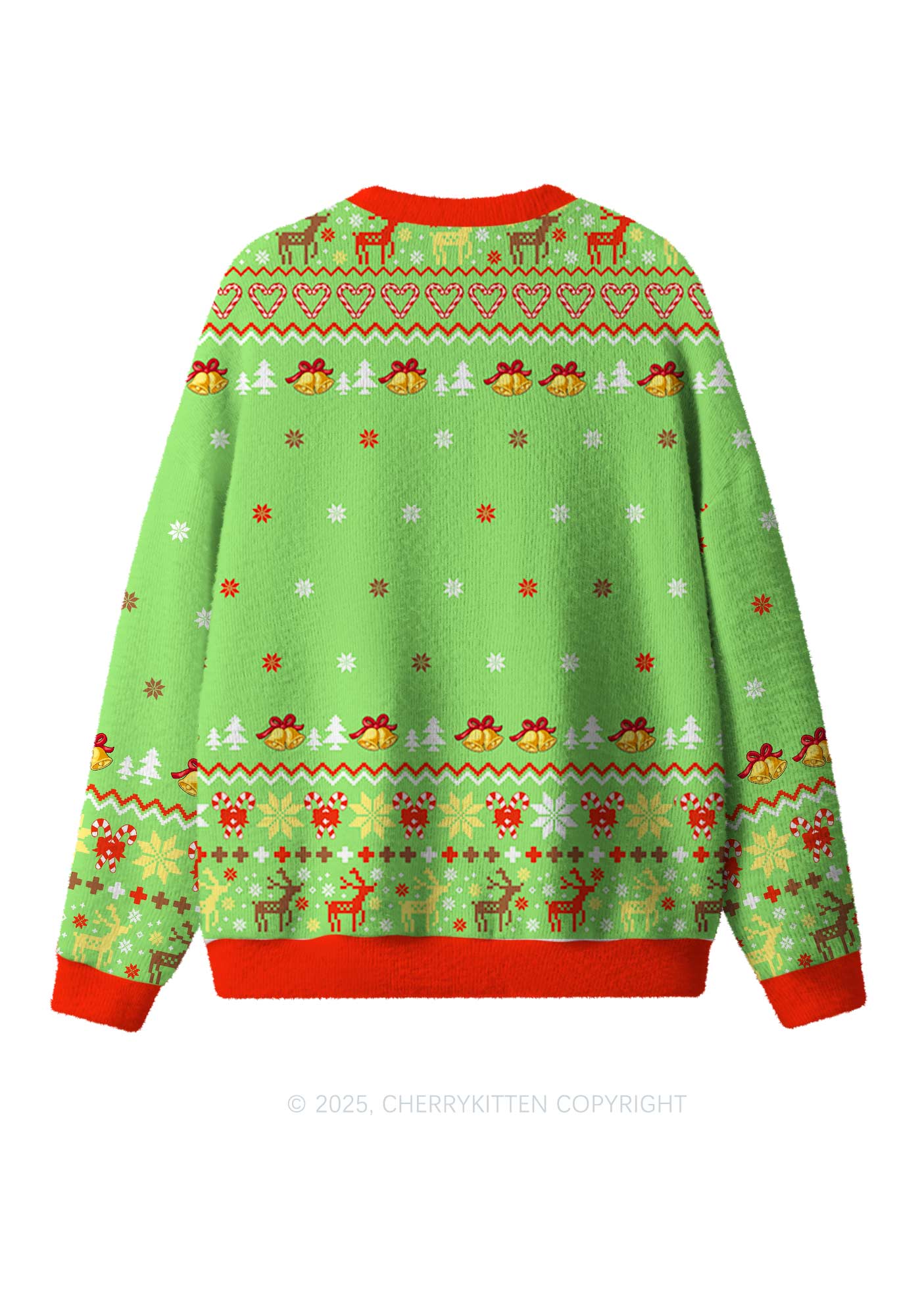 Girl Reindeer Y2K Christmas Knit Sweatshirt Cherrykitten - Image 2