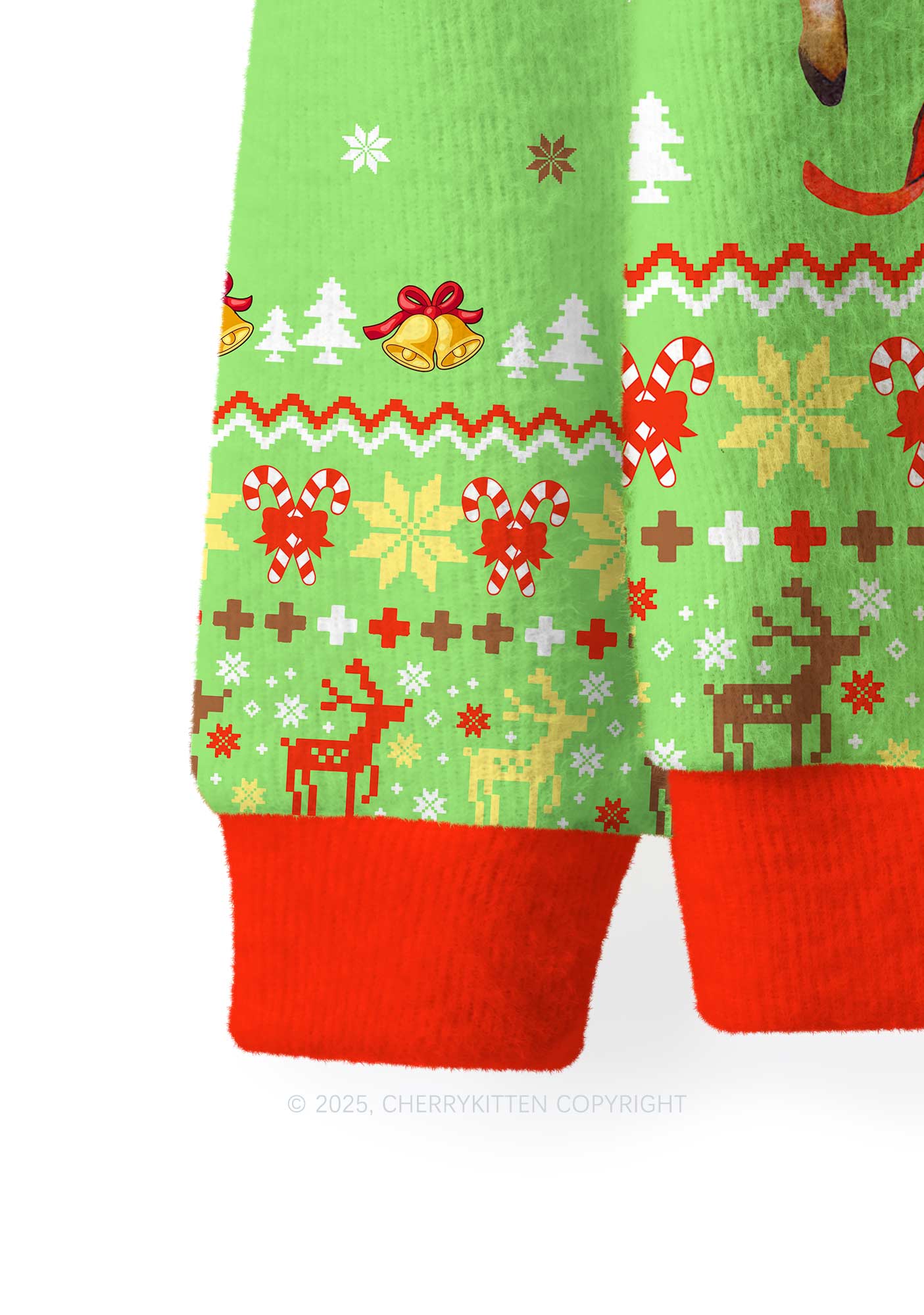 Girl Reindeer Y2K Christmas Knit Sweatshirt Cherrykitten - Image 4