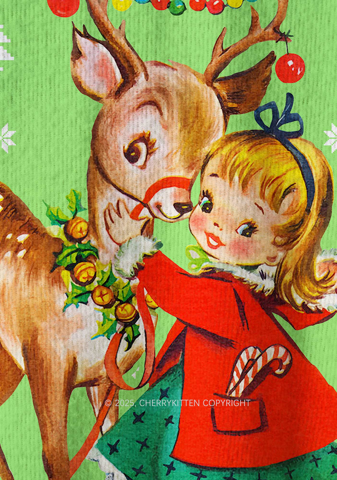 Girl Reindeer Y2K Christmas Knit Sweatshirt Cherrykitten - Image 6